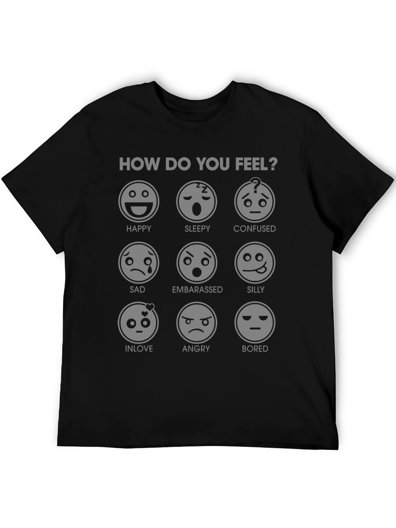 Black Mood Expression T-Shirt - How Do You Feel? view 5