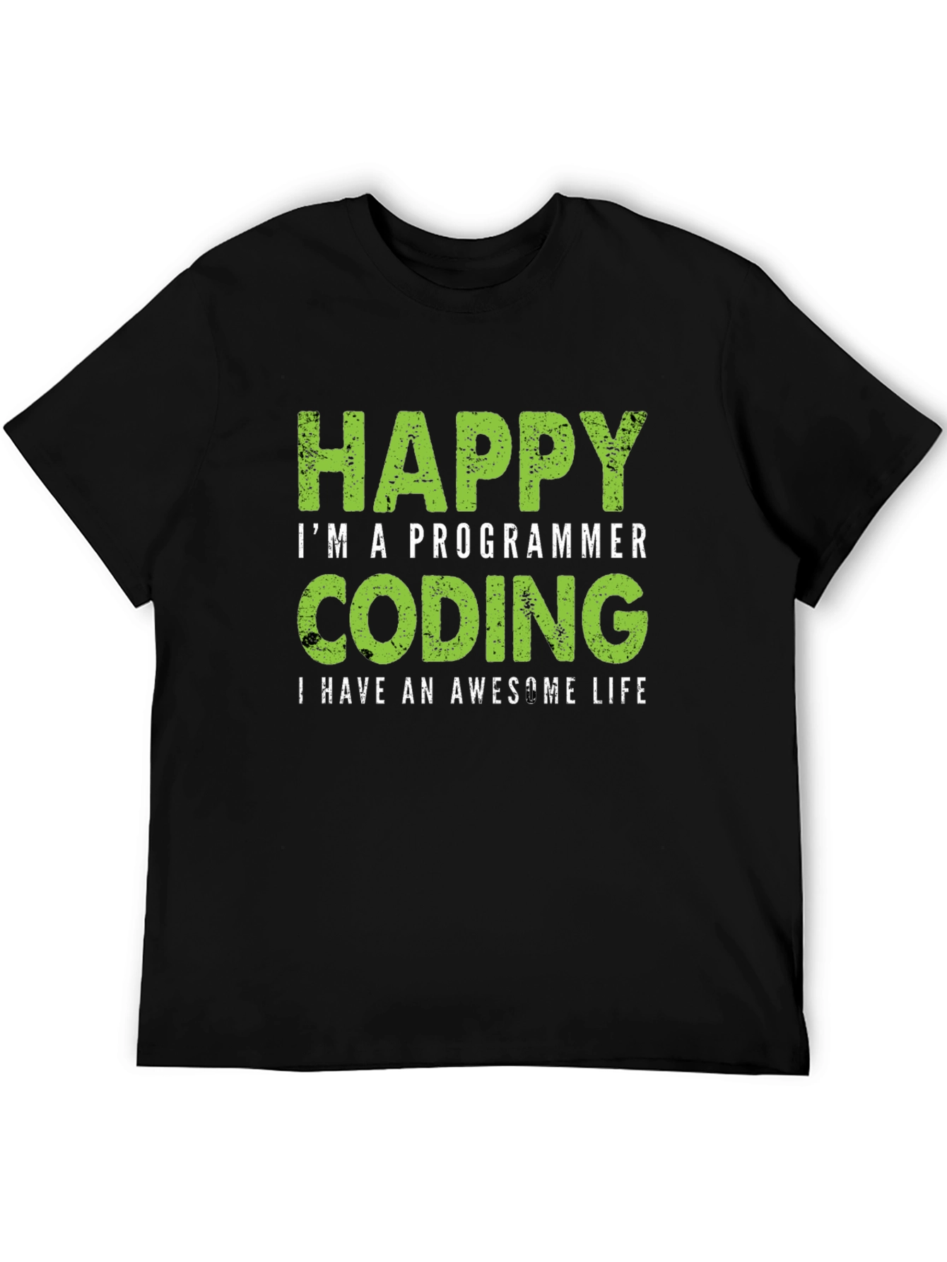 Black Happy Programmer Coding T-Shirt - Awesome Life view 5