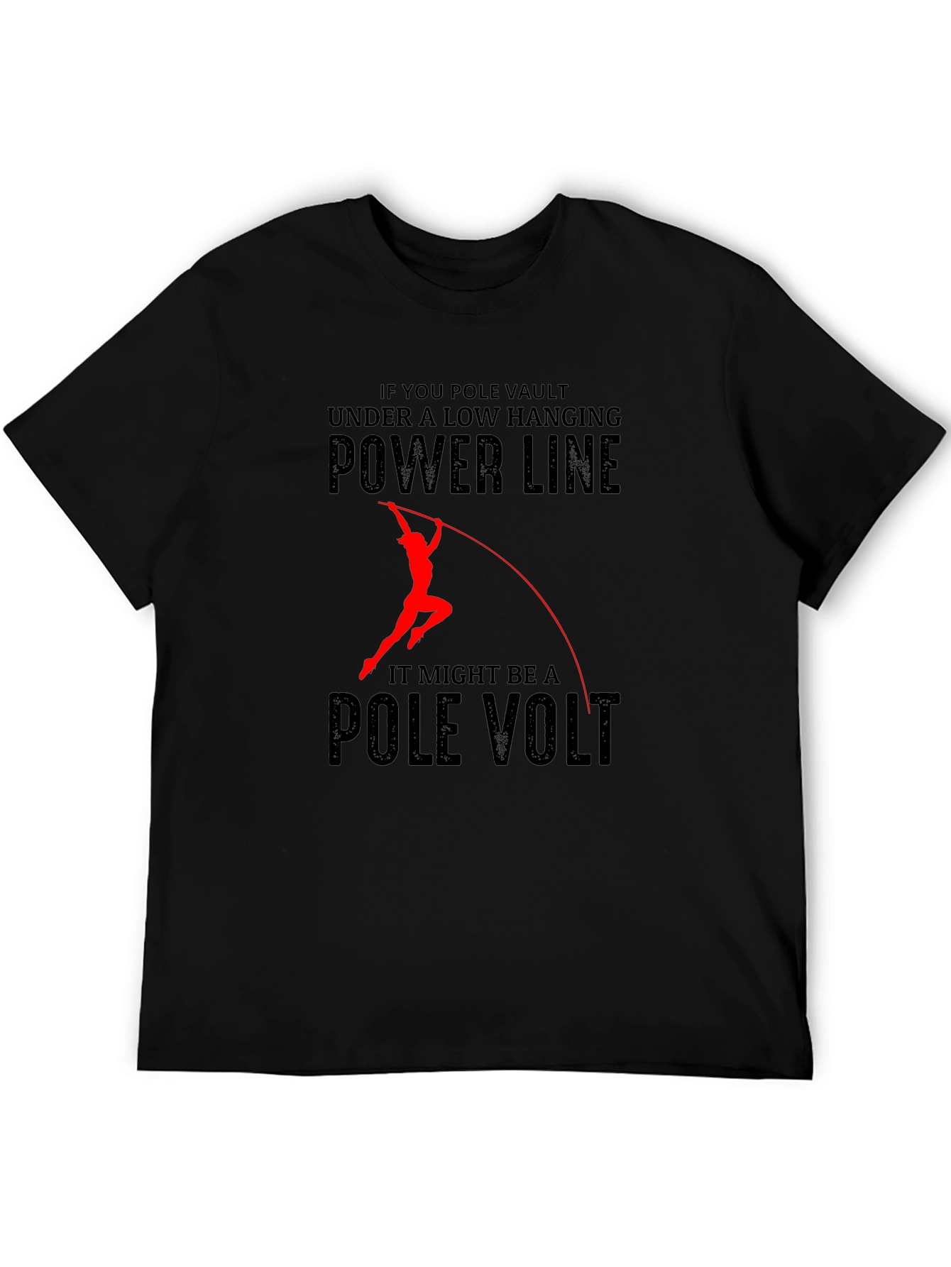 Black Funny Pole Vaulting T-Shirt view 5