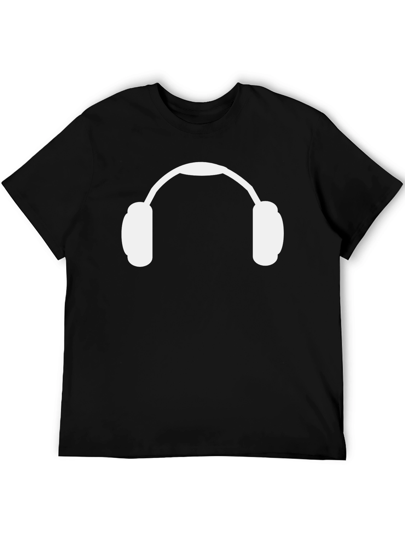 Black Headphone Graphic Tee - Black Cotton Casual Shirt view 5
