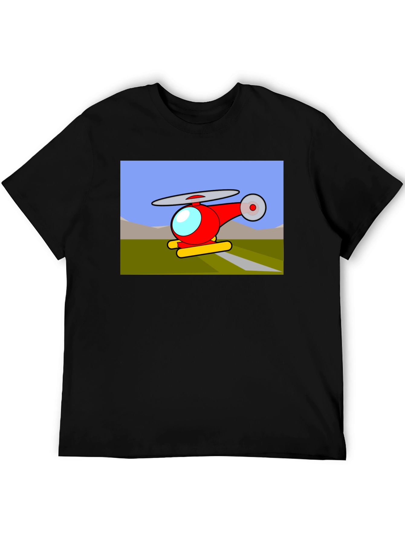 Black Cartoon Helicopter Graphic T-Shirt - Black view 5
