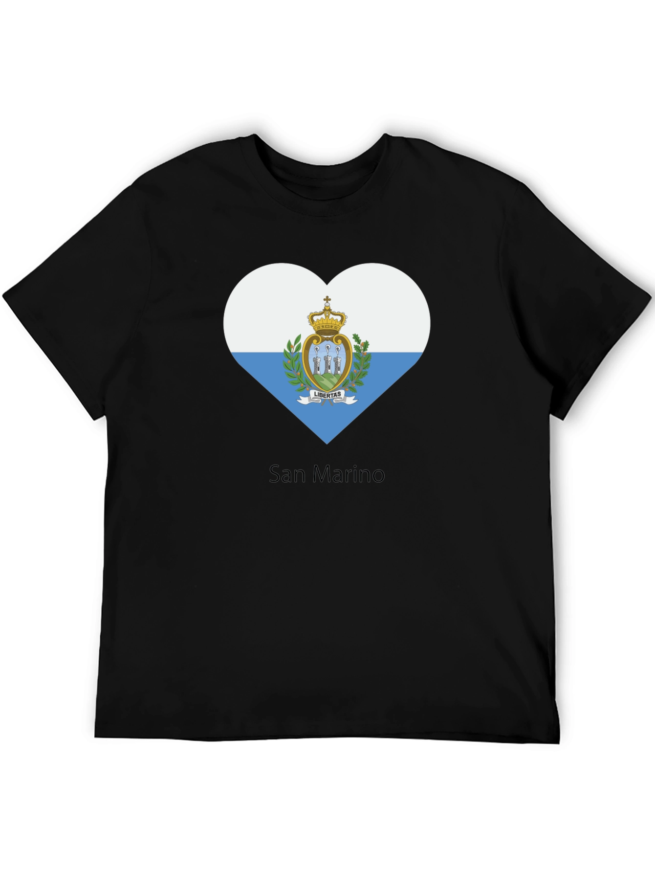 Black San Marino Flag Heart T-Shirt view 5
