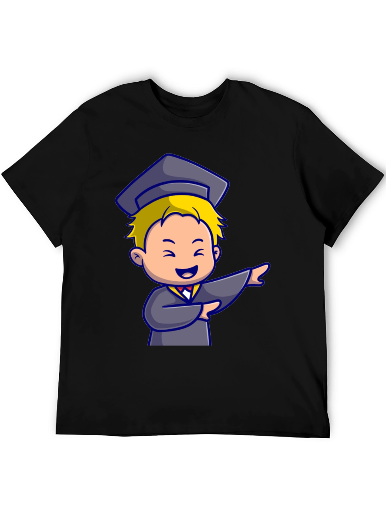 Black Graduation Cartoon Graphic T-Shirt view 5