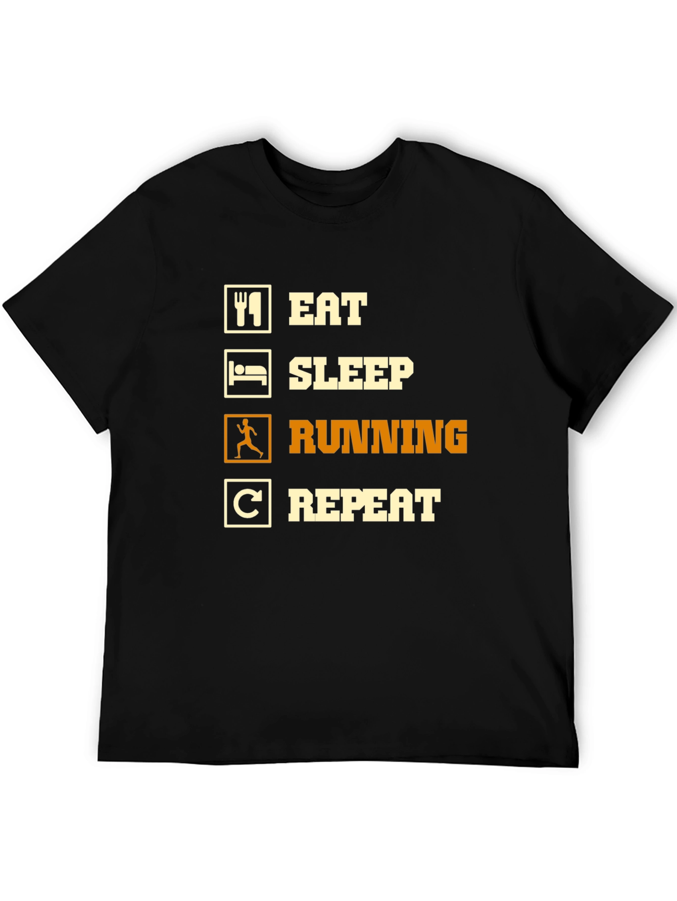 Black Eat Sleep Running Repeat Black T-Shirt view 5