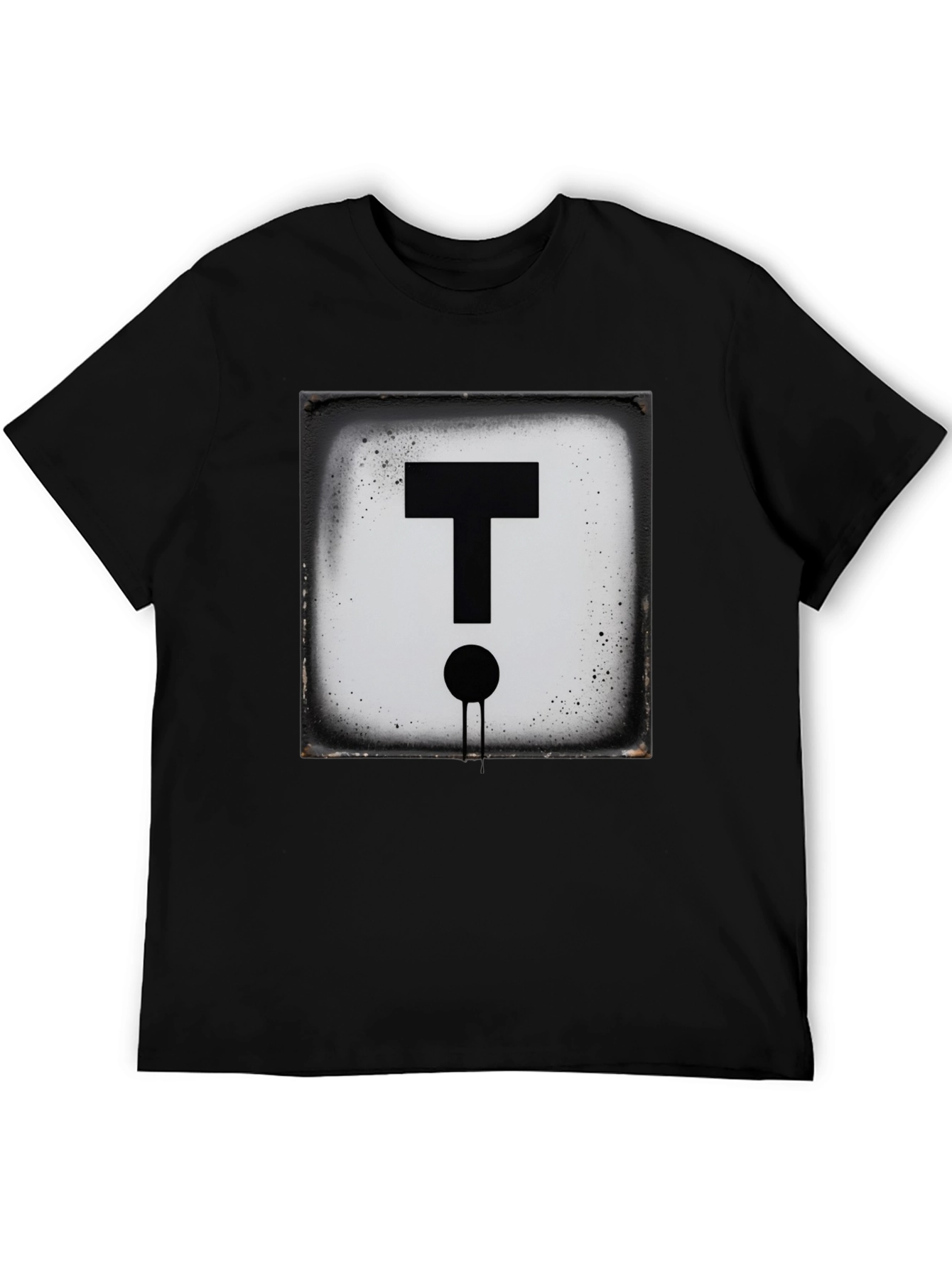 Black Modern Letter 'T' Graphic Black T-Shirt view 5