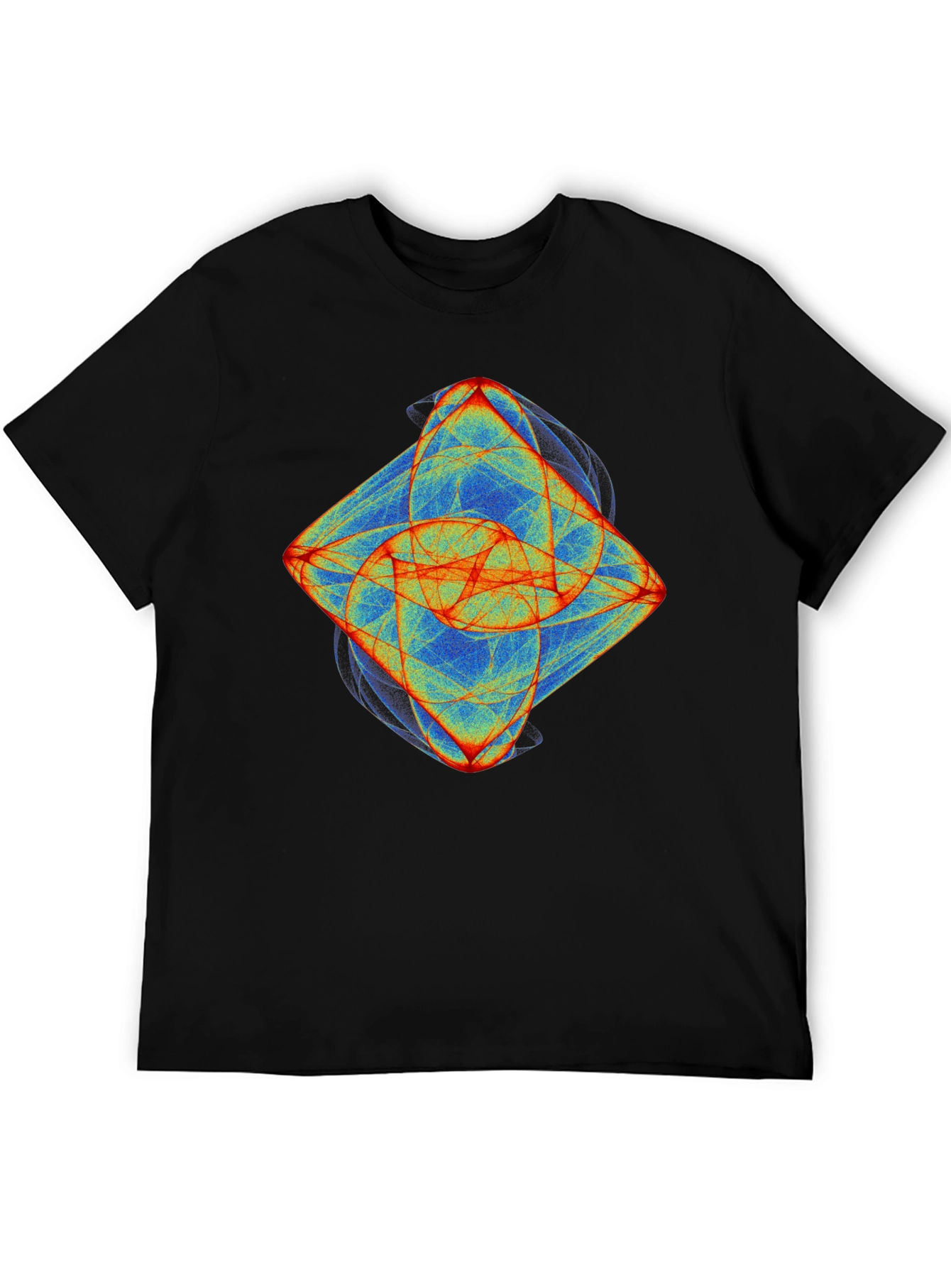 Black Abstract Fractal Graphic Tee - Black Cotton T-Shirt view 5