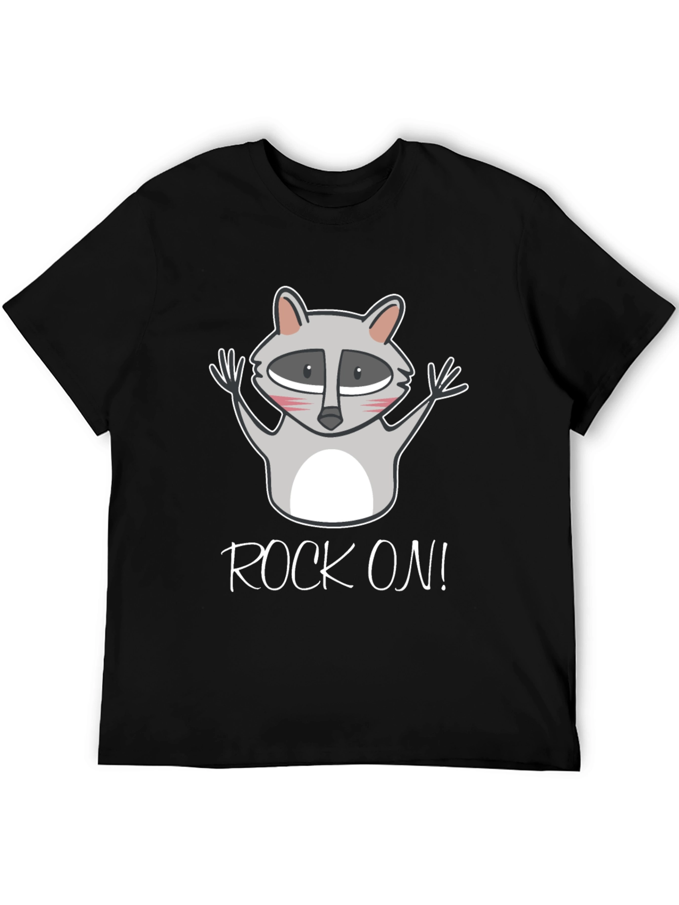 Black Rock On Raccoon Graphic Tee - Black Cotton T-Shirt view 5