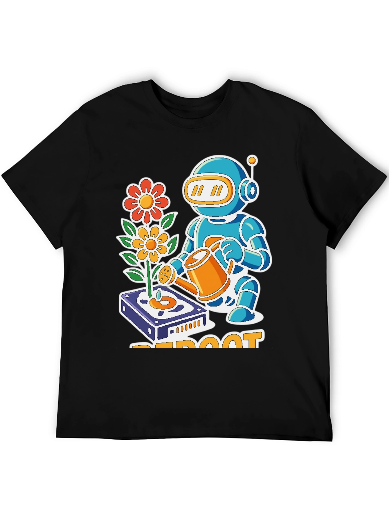 Black Reboot Robot Gardener Graphic T-Shirt - Black view 5