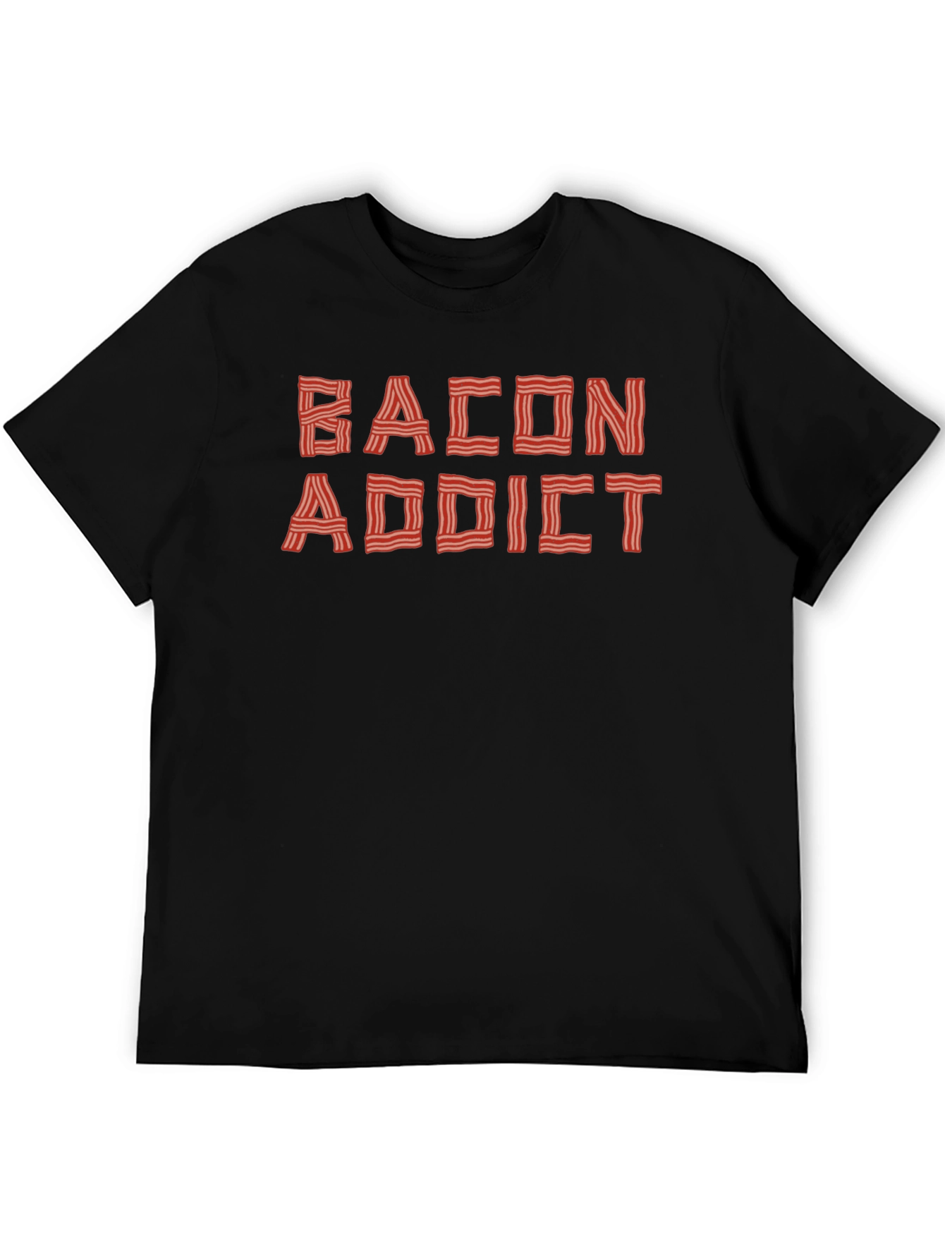 Black Bacon Addict Graphic Tee - Funny Food Lover T-Shirt view 5
