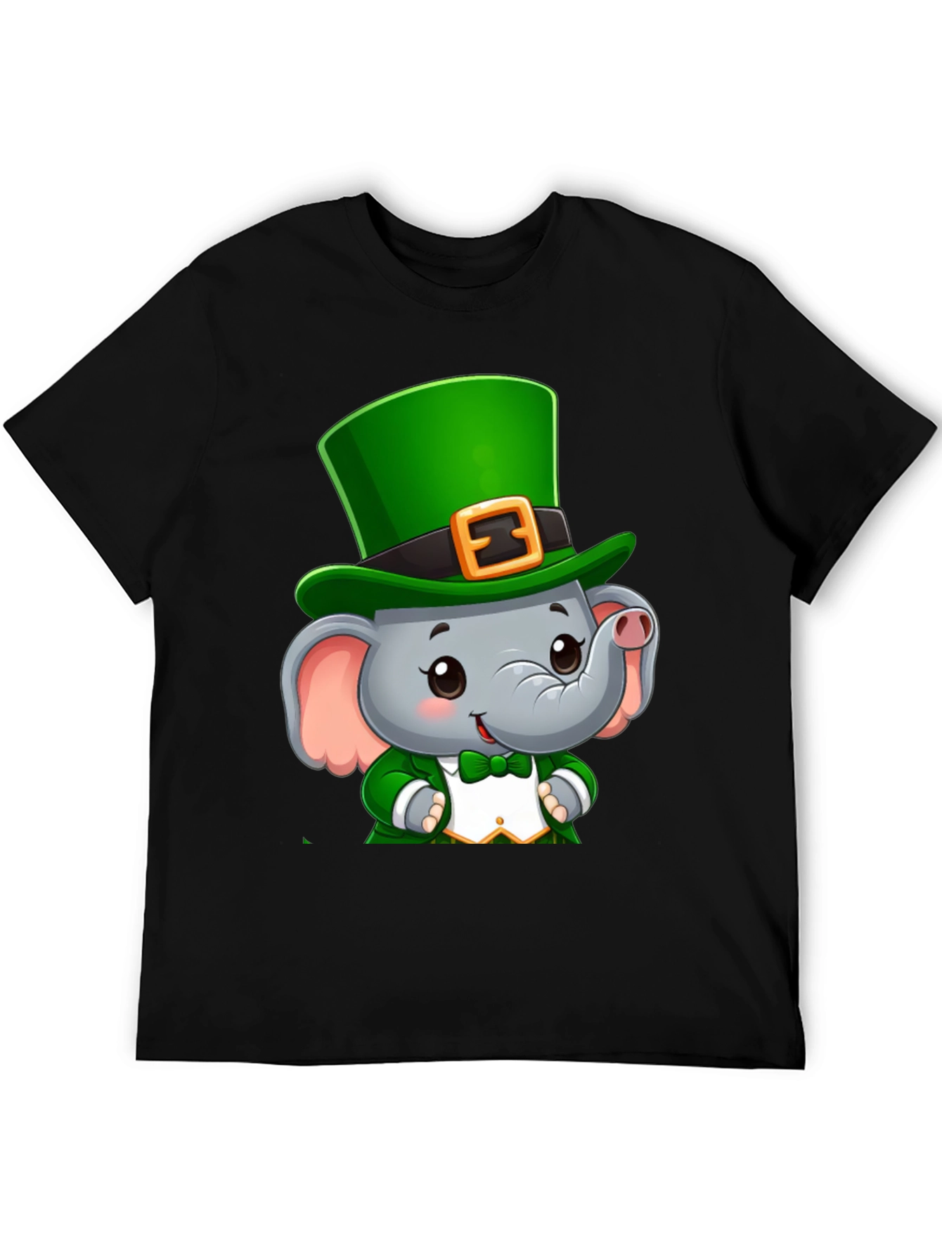 Black St. Patrick's Day Elephant T-Shirt view 5