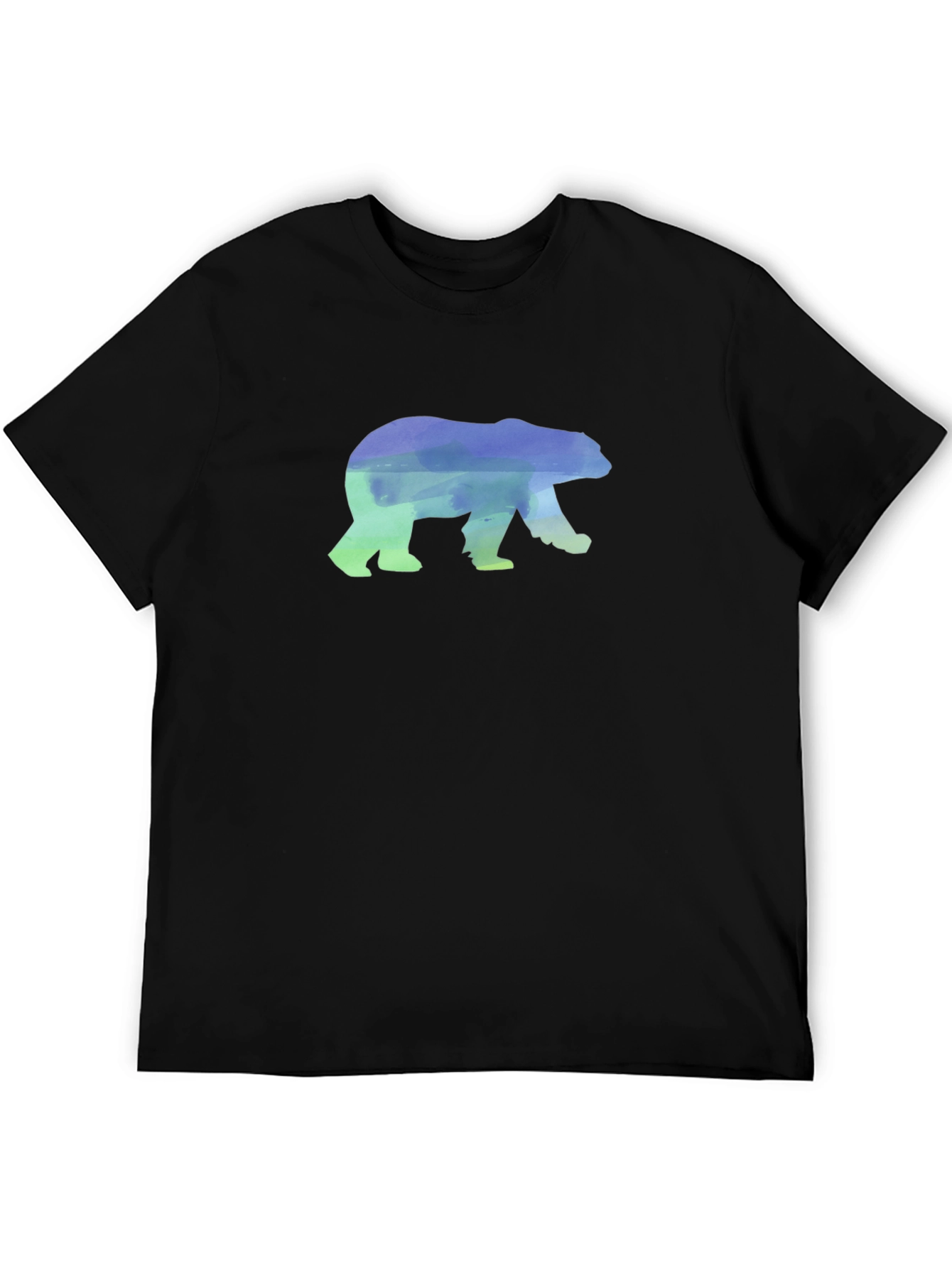 Black Watercolor Bear Graphic Tee - Black Unisex Shirt view 5