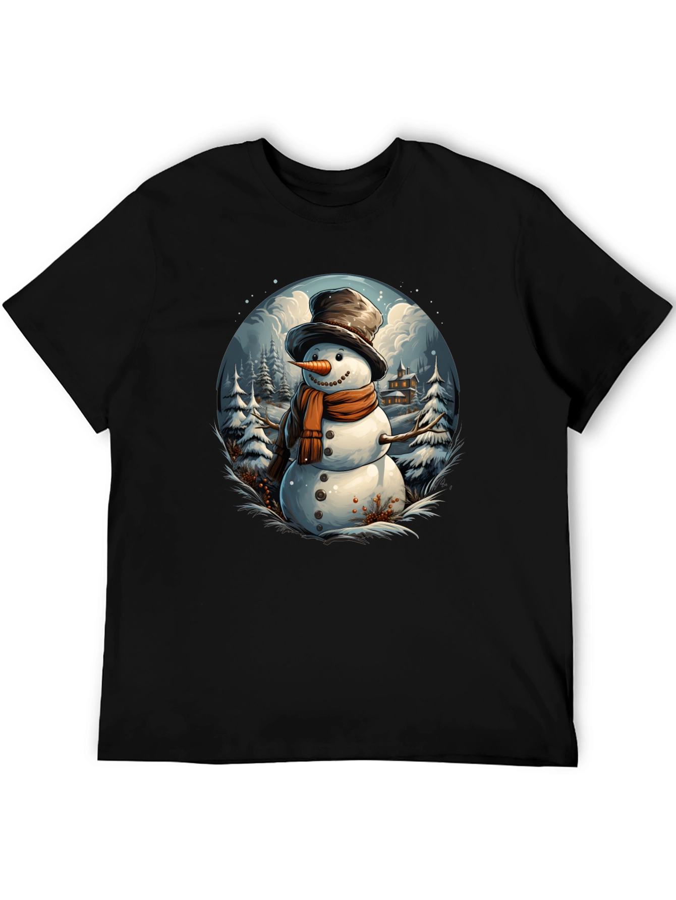 Festive Snowman Graphic Tee - Winter Holiday Apparel - 5