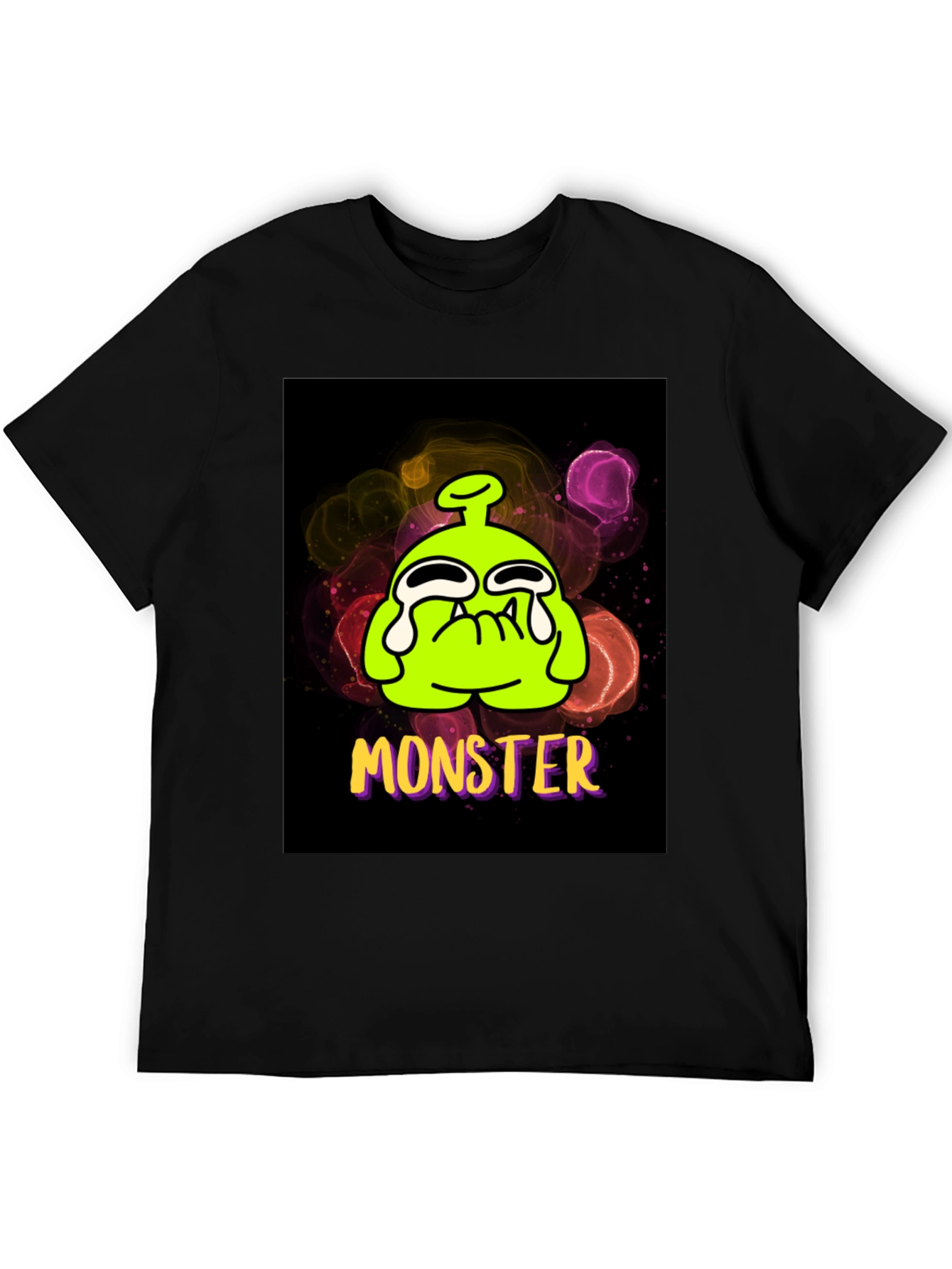 Black Monster Graphic Tee - Funny Cartoon Alien T-Shirt view 5