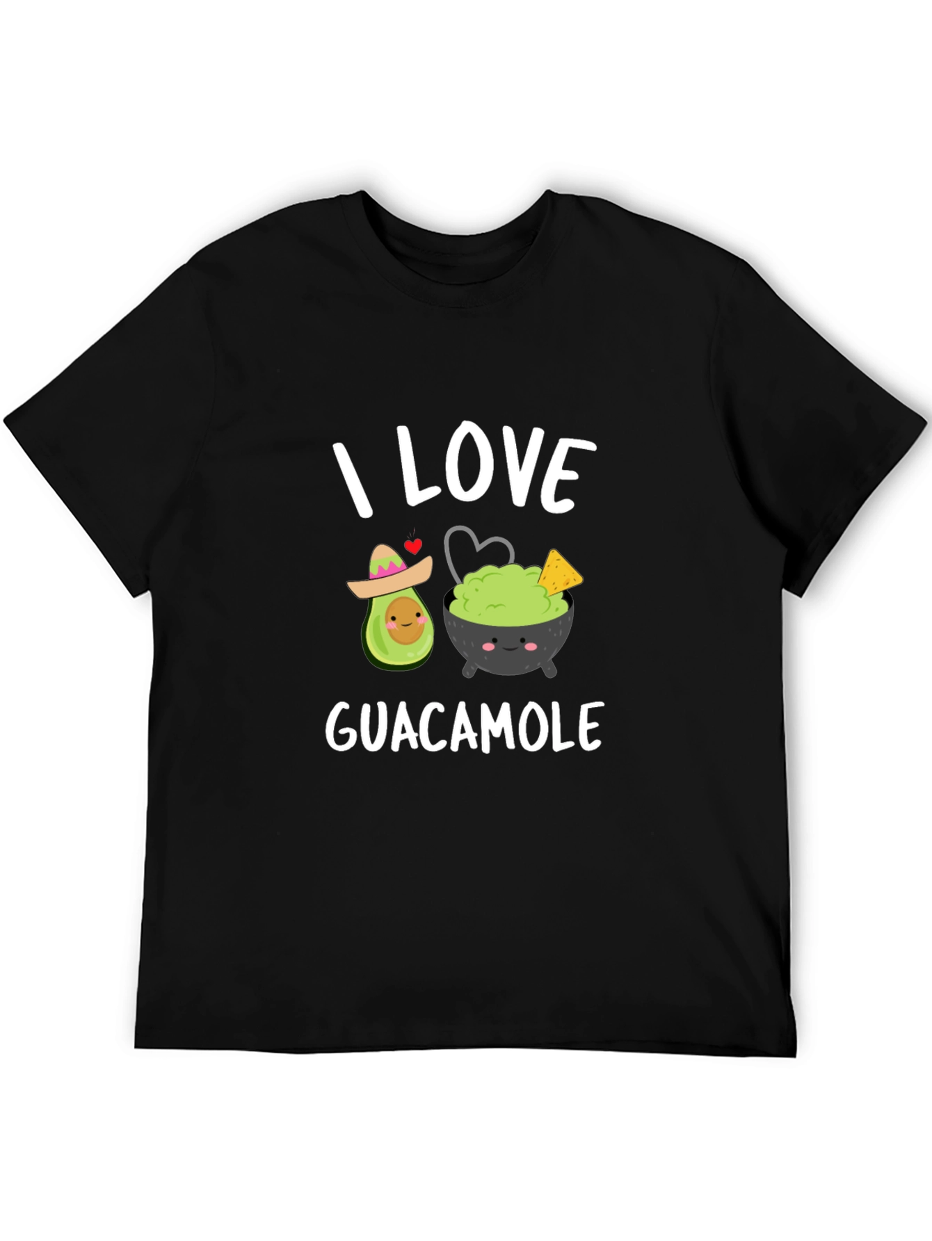 Black I Love Guacamole T-Shirt - Avocado & Dip Design view 5