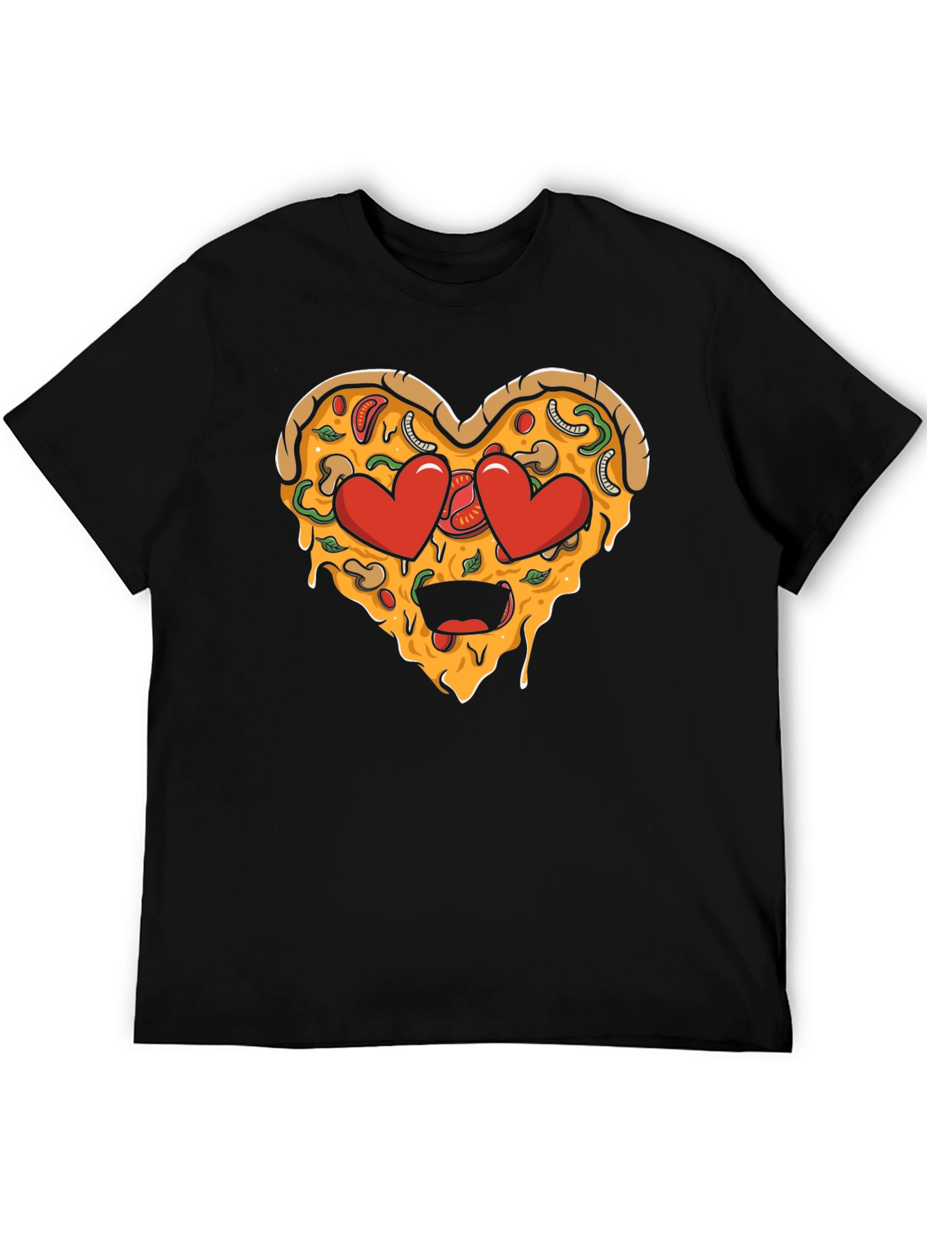 Black Pizza Heart Graphic Tee - Funny Food Lover T-Shirt view 5