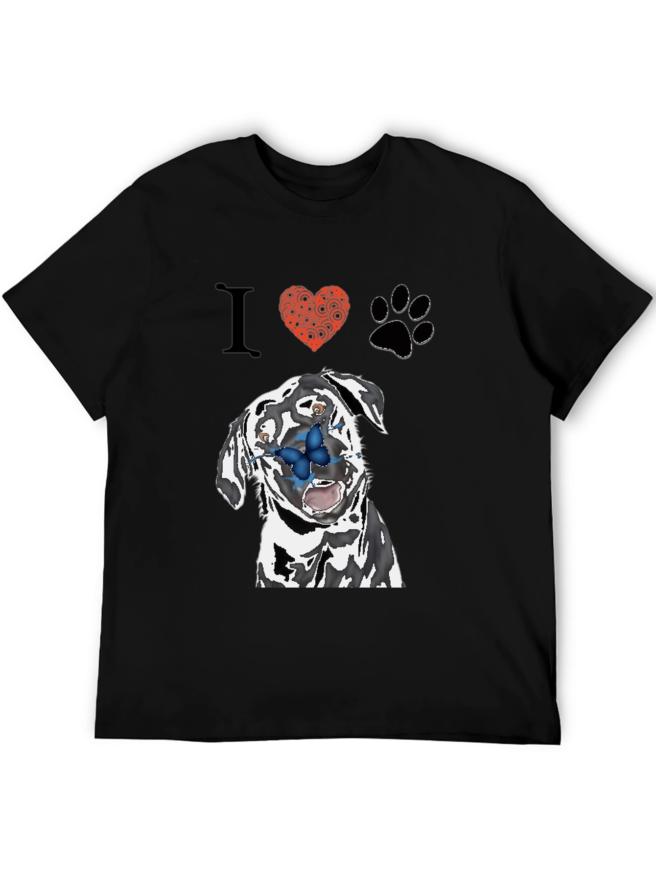 Black I Heart Pups T-Shirt: Black Tee with Dalmatian Graphic view 5