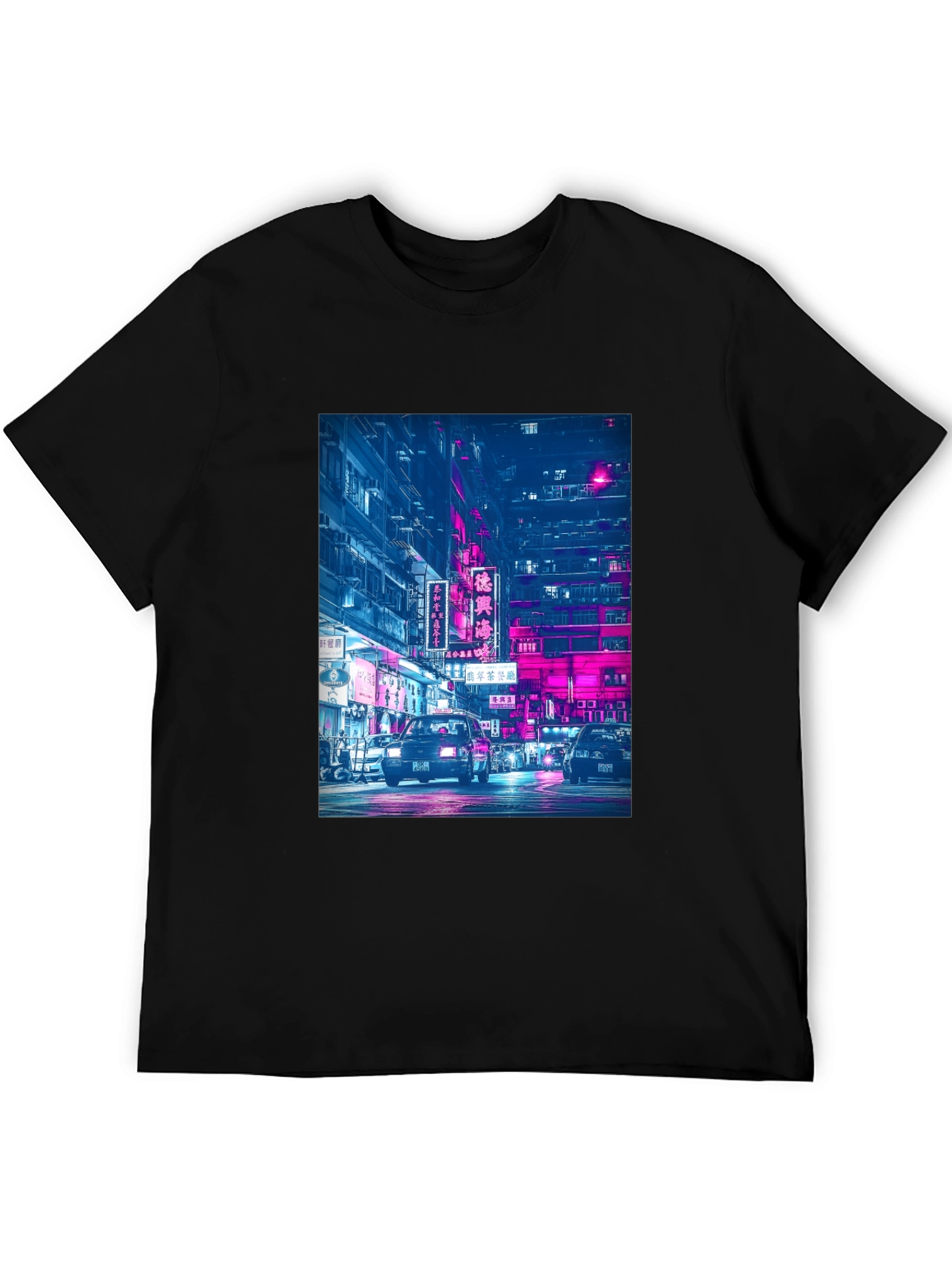 Black Night City Neon T-Shirt view 5