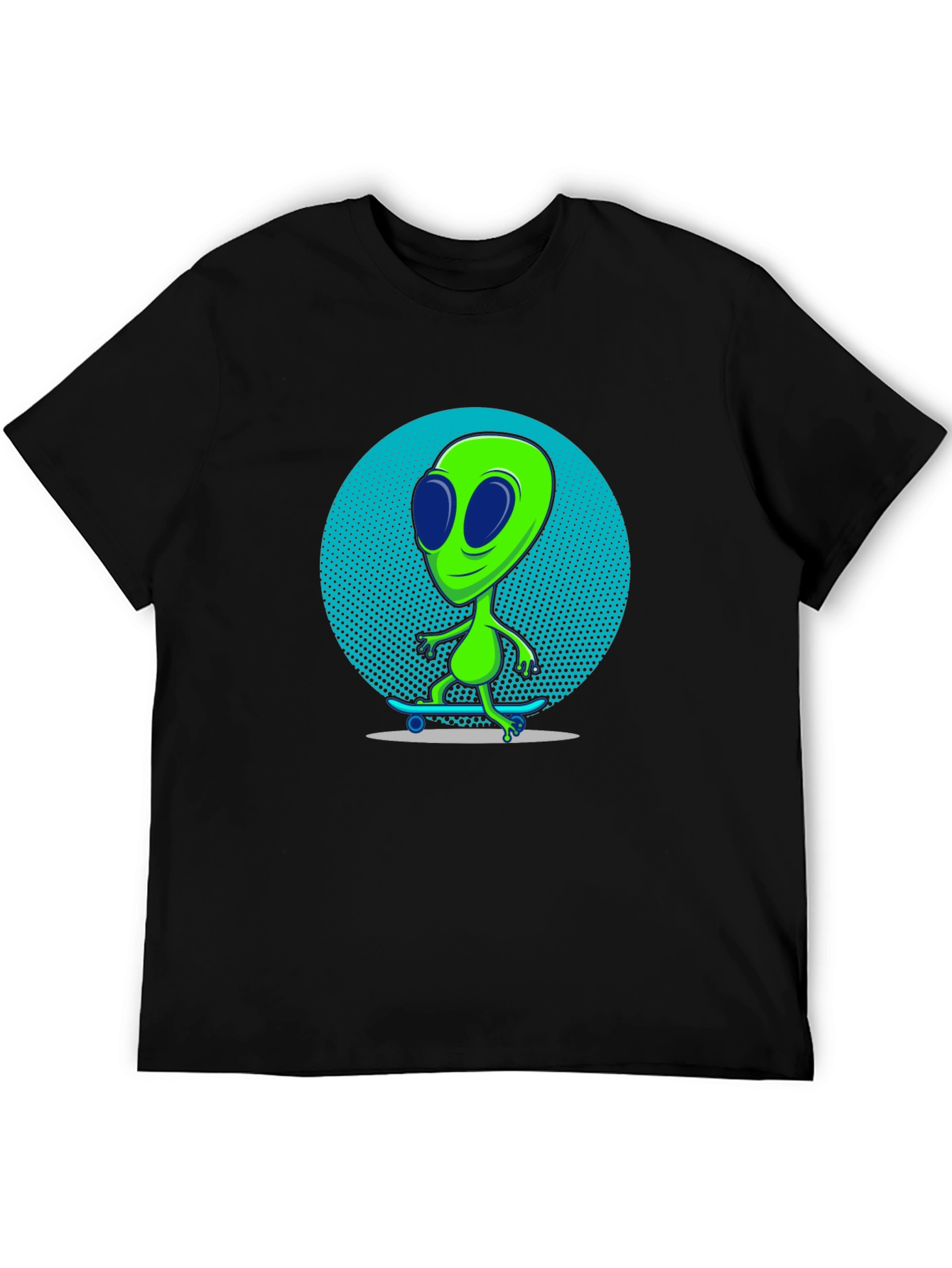 Black Alien Skateboarder Graphic T-Shirt - Black view 5