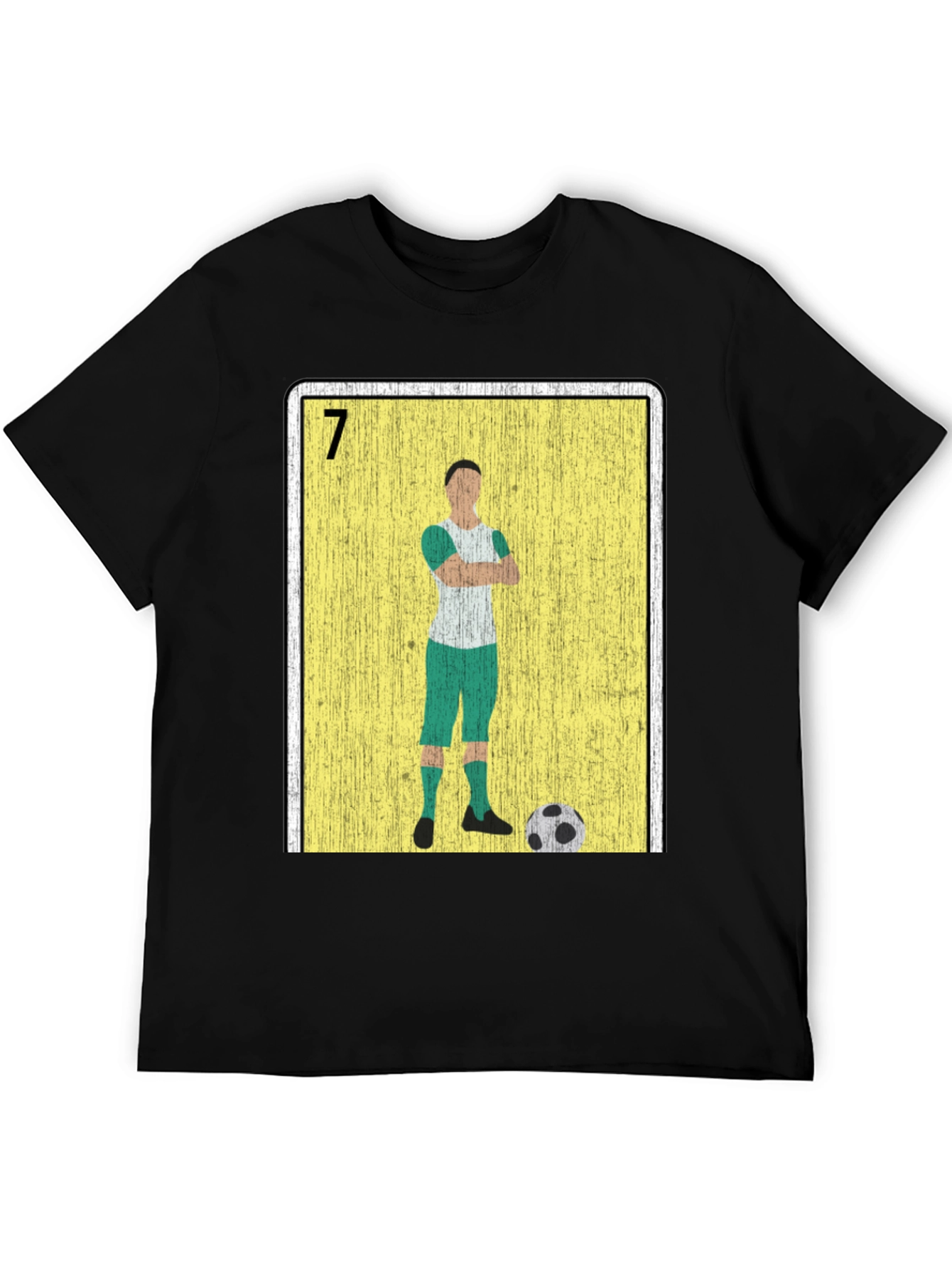 Black Soccer Player Loteria Card Graphic T-Shirt view 5