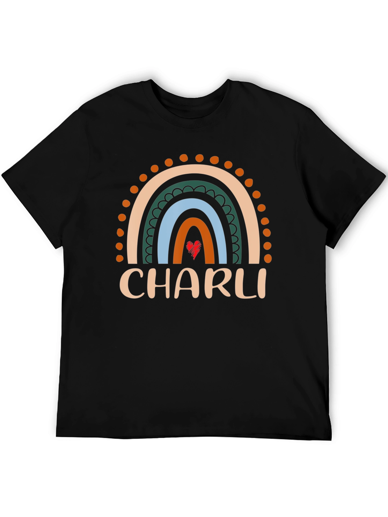 Black CHARLI Rainbow Graphic Tee - Custom Name Shirt view 5
