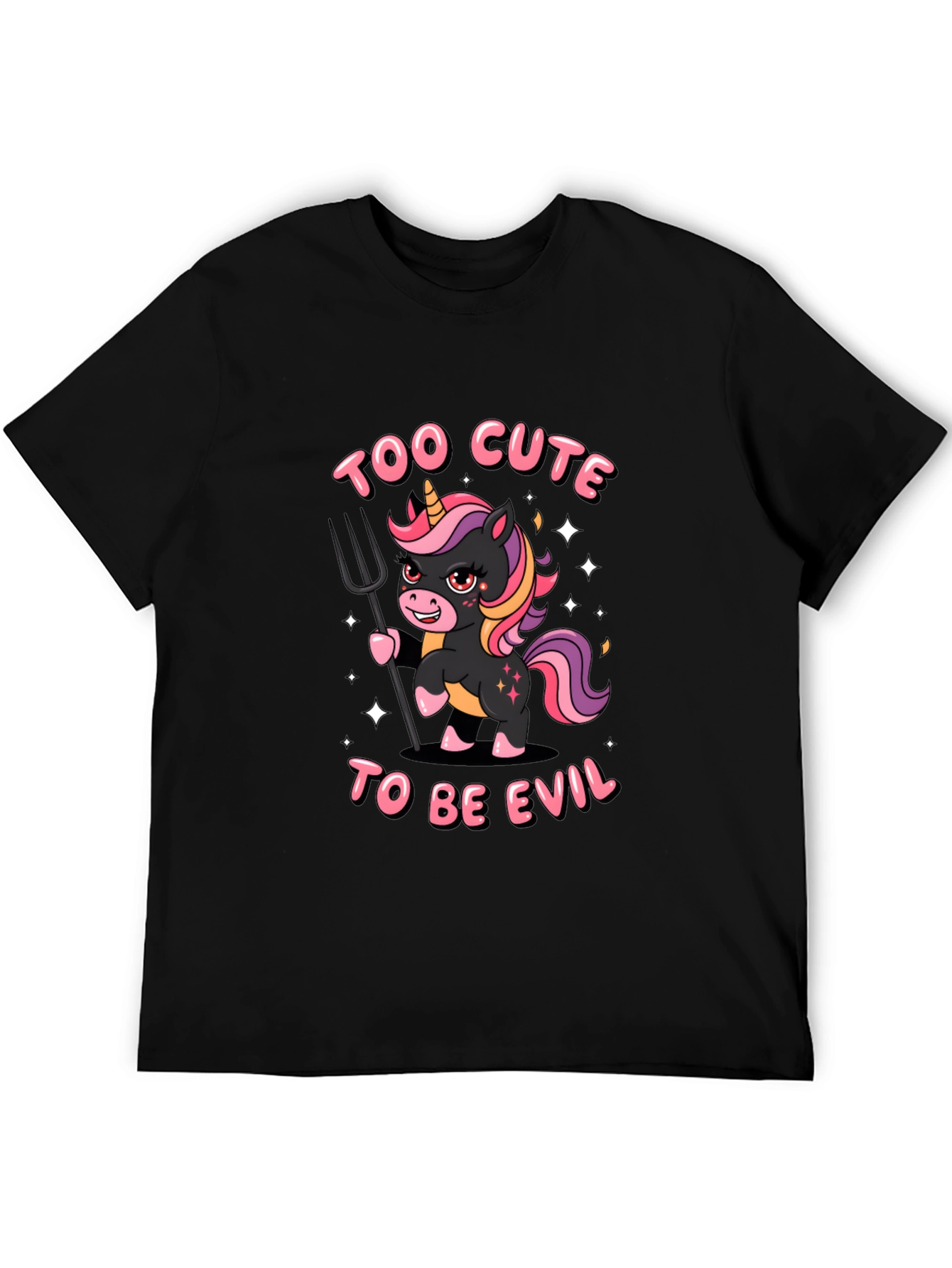 Black Too Cute To Be Evil Unisex T-Shirt view 5