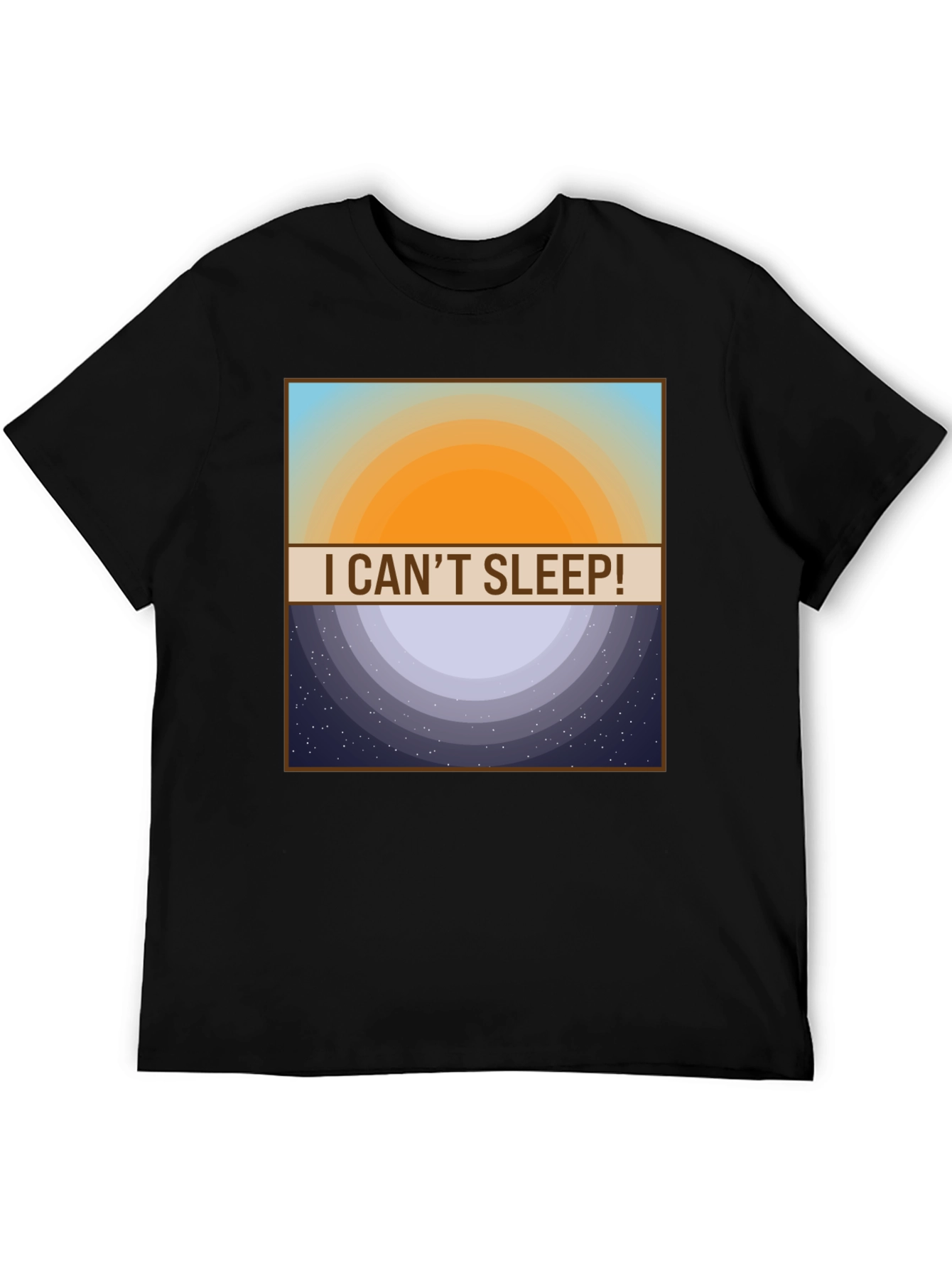 Black I Can't Sleep! T-Shirt - Day and Night Design view 5