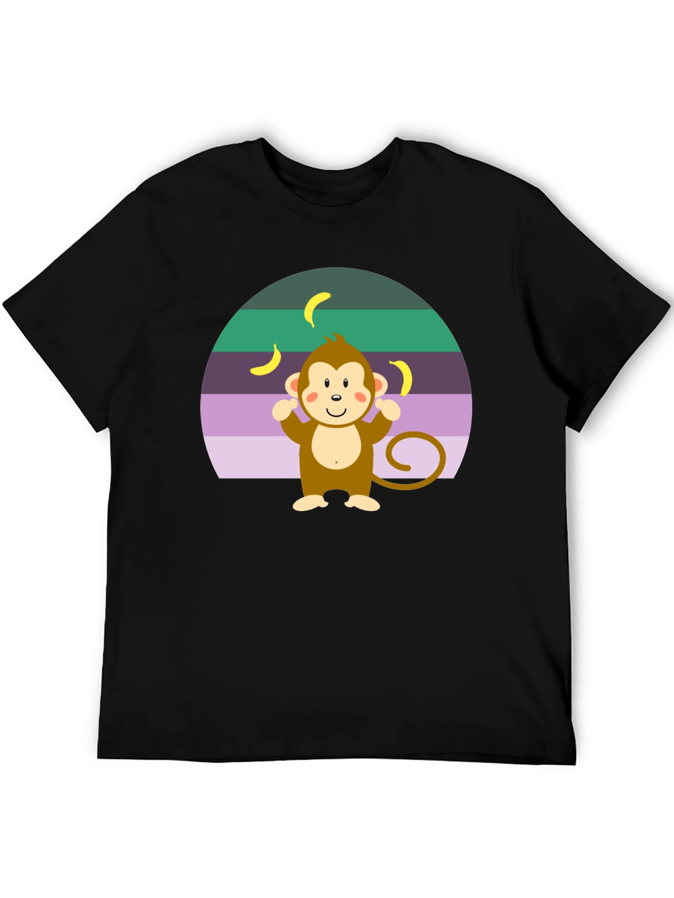 Black Monkey Banana T-Shirt Funny Cartoon view 5
