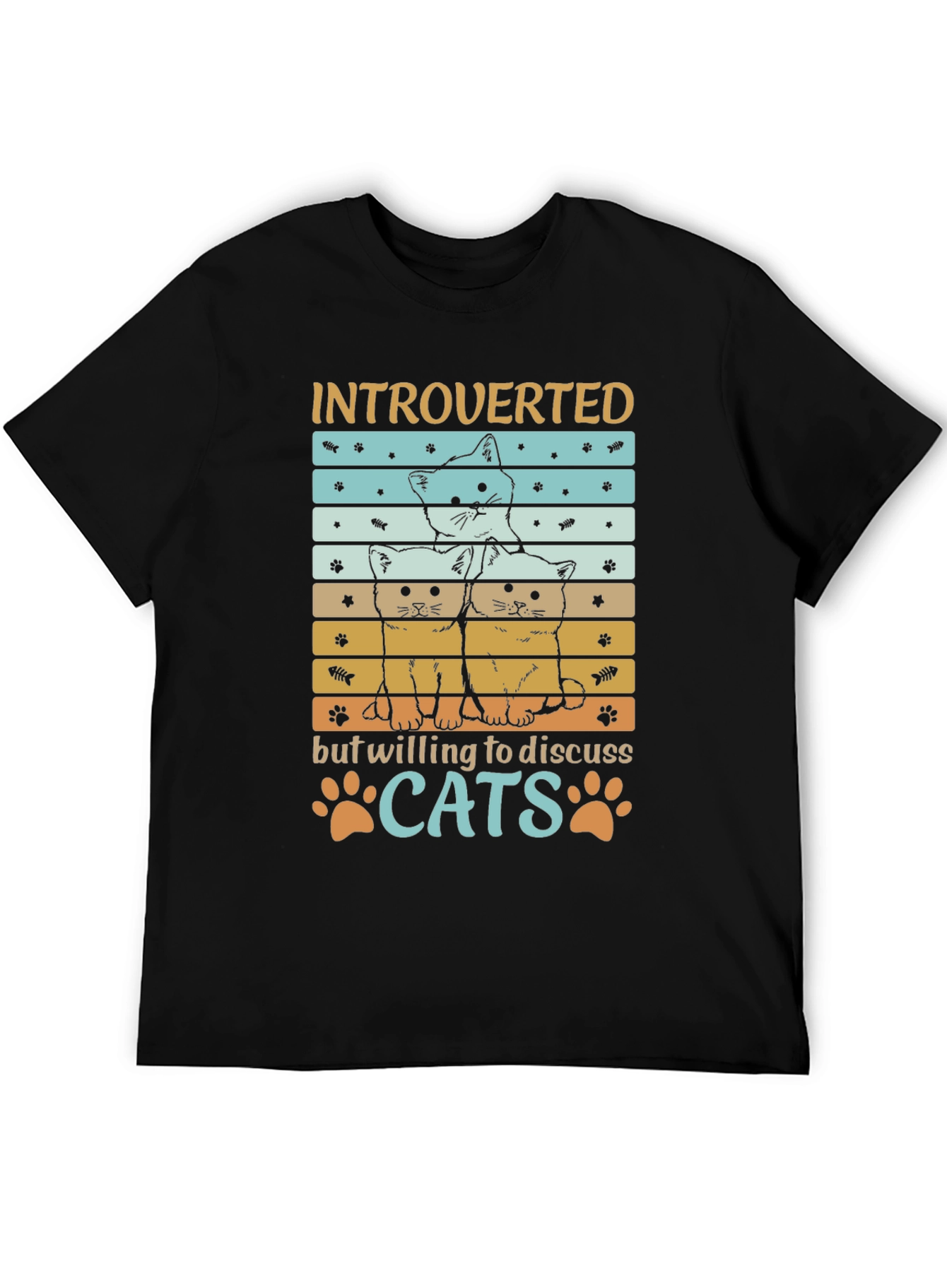 Black Introverted Cats Graphic Tee - Soft Cotton Blend view 5