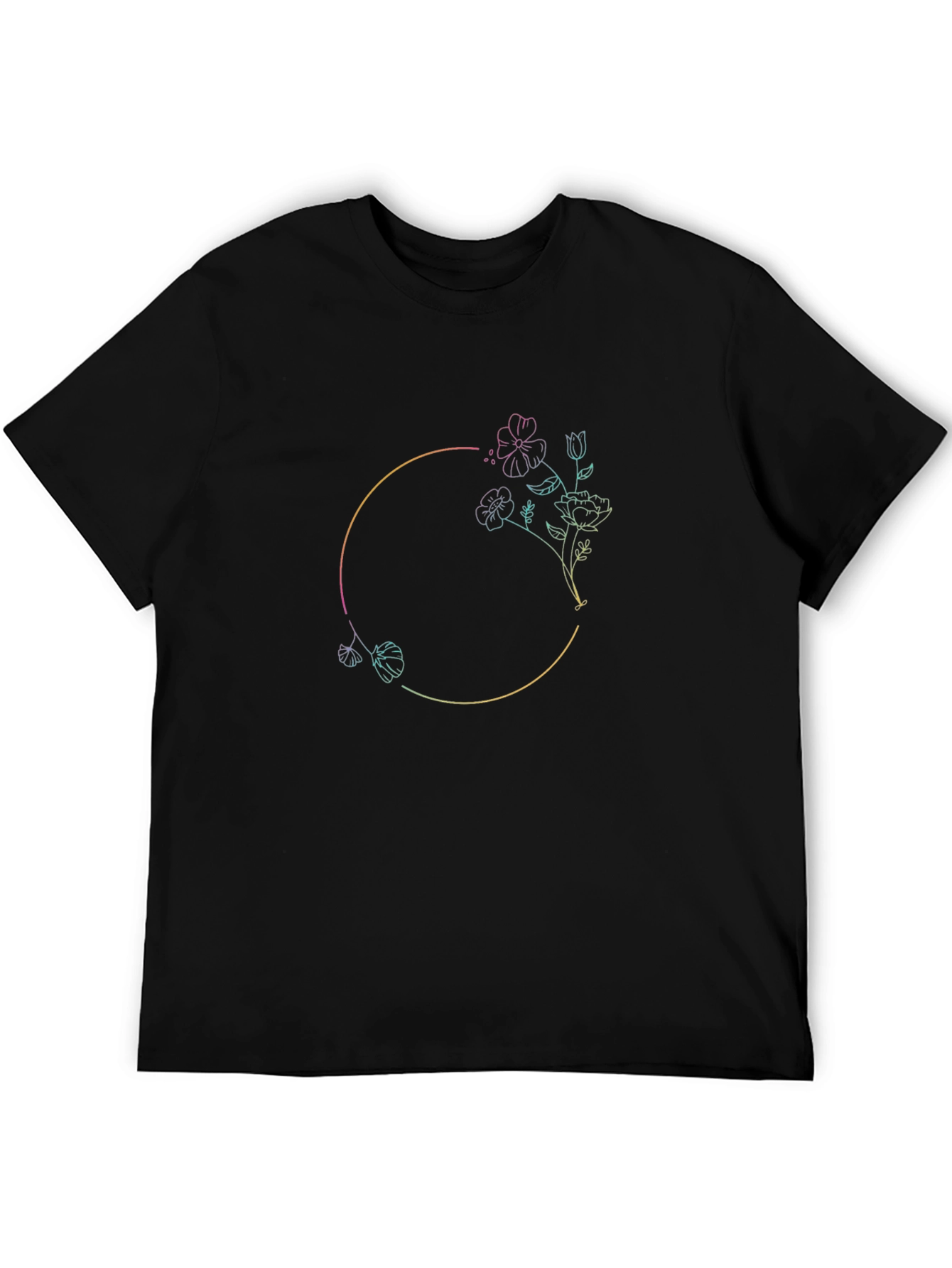 Black Floral Circle Graphic Tee - Stylish & Unique view 5