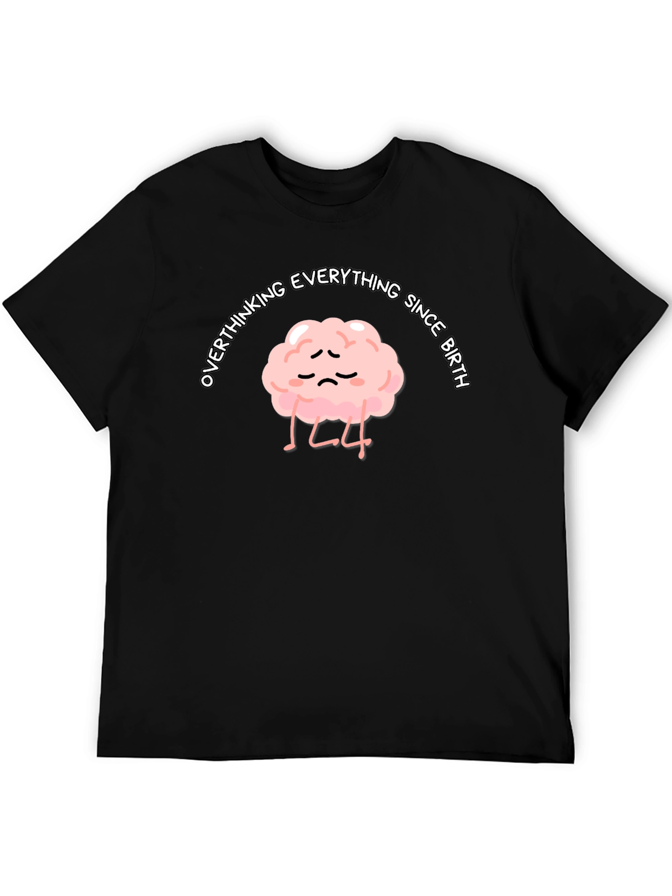 Black Overthinking Brain Graphic Tee - Unisex Black T-Shirt view 5