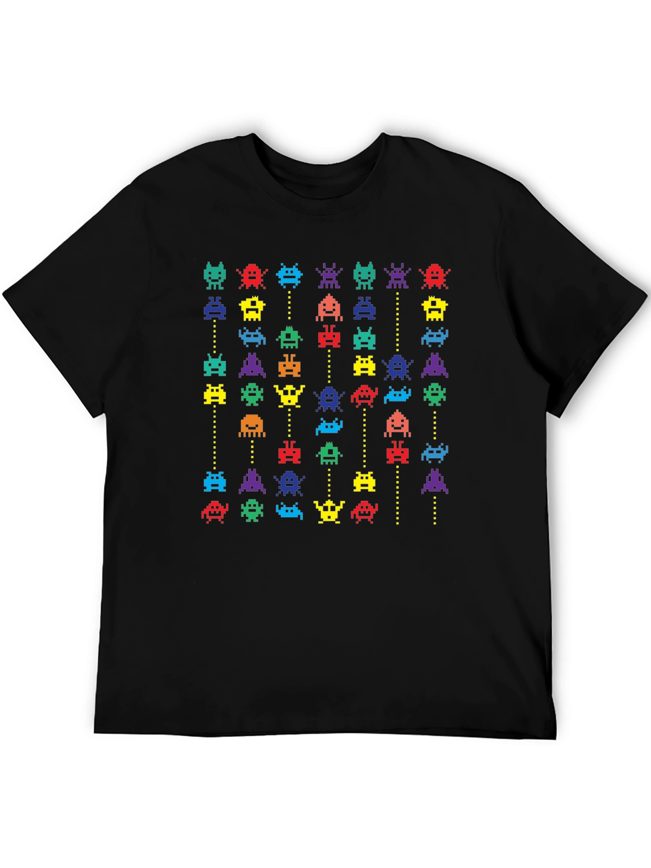 Black Retro Arcade T-Shirt - Pixelated Invaders Design view 5