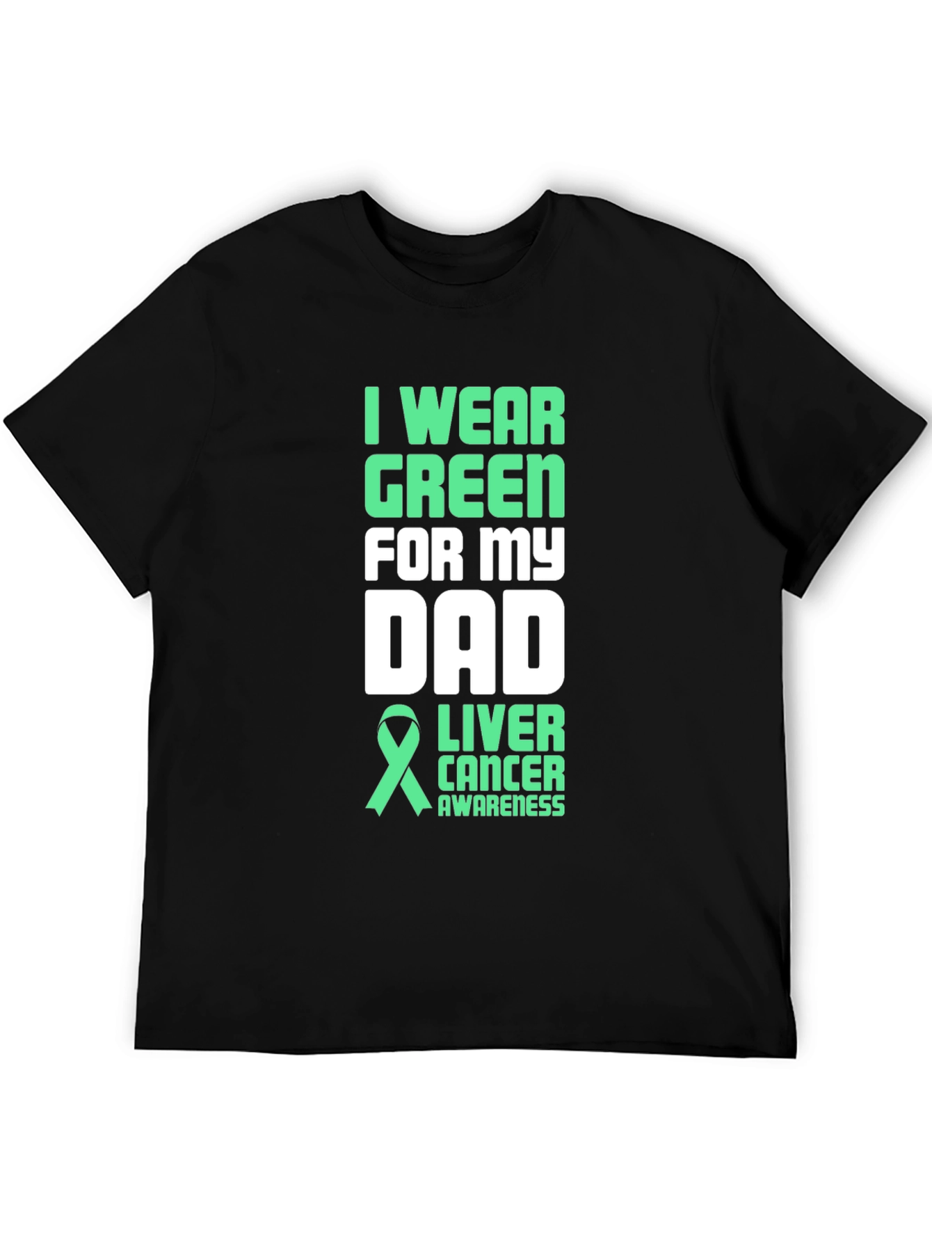 Green Ribbon Liver Cancer Awareness Dad T-Shirt - 5