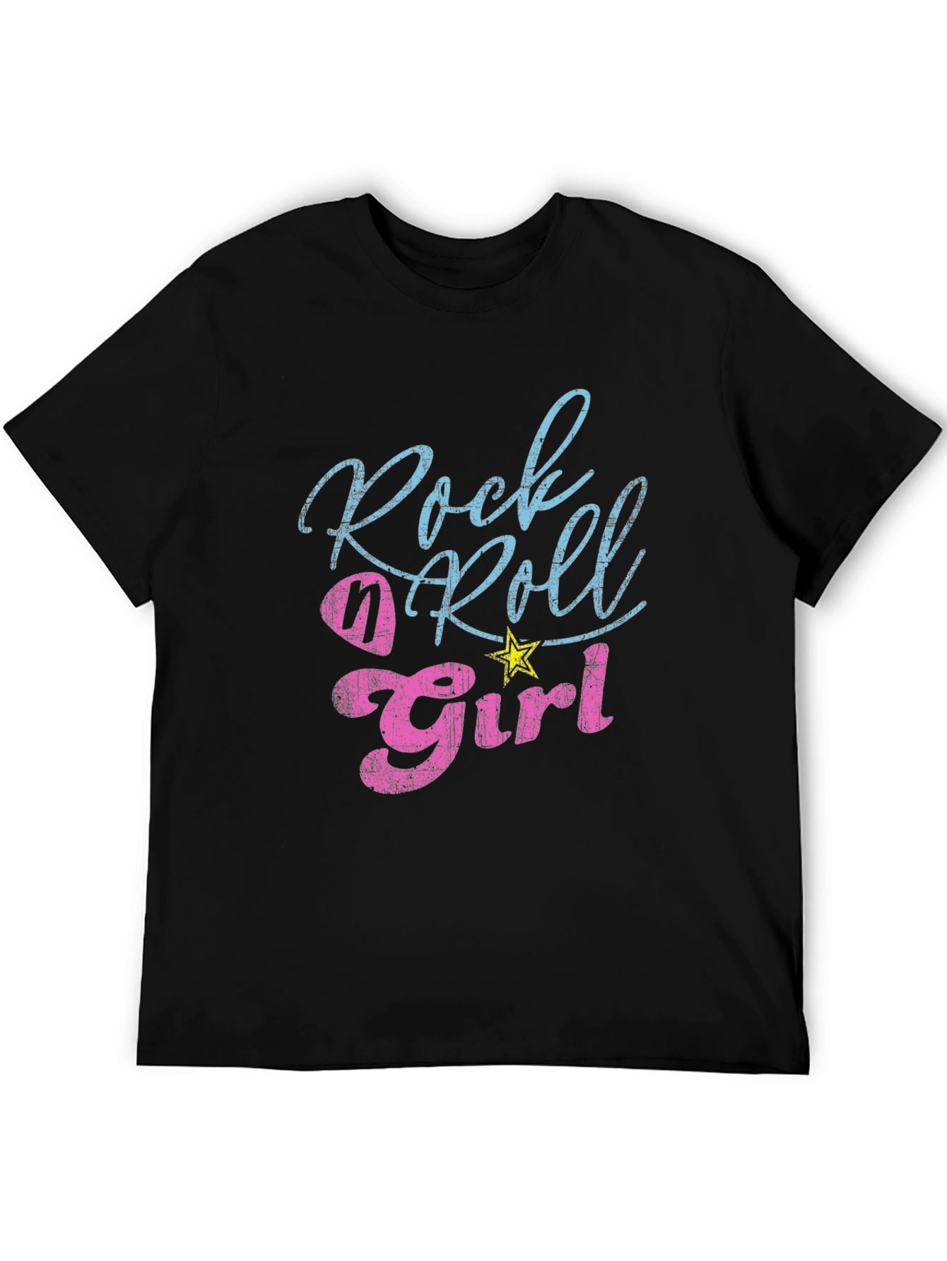 Black Rock n Roll Girl Tee - Distressed Graphic T-Shirt view 5
