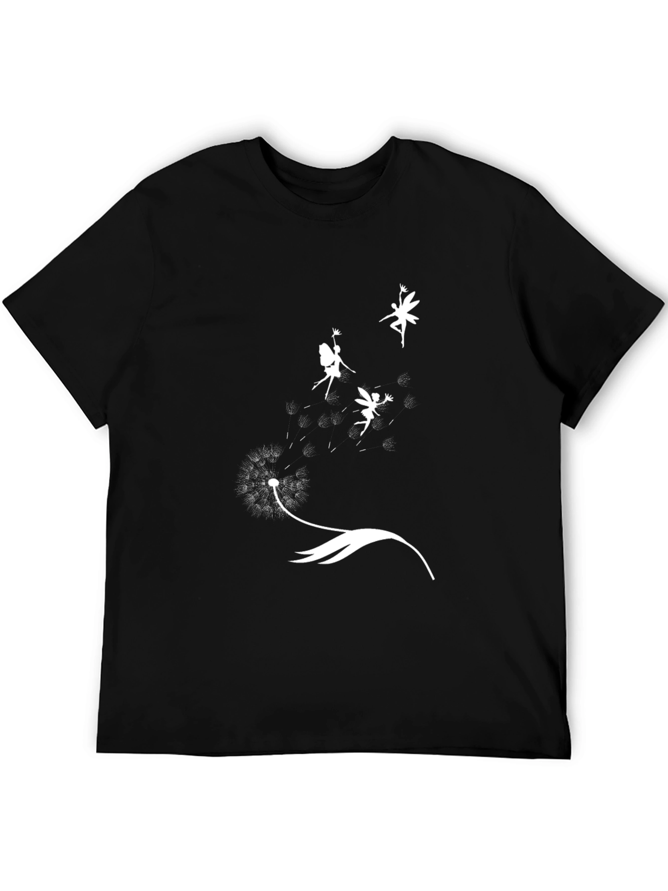 Black Dandelion Fairy Graphic Tee - Black Cotton Blend view 5