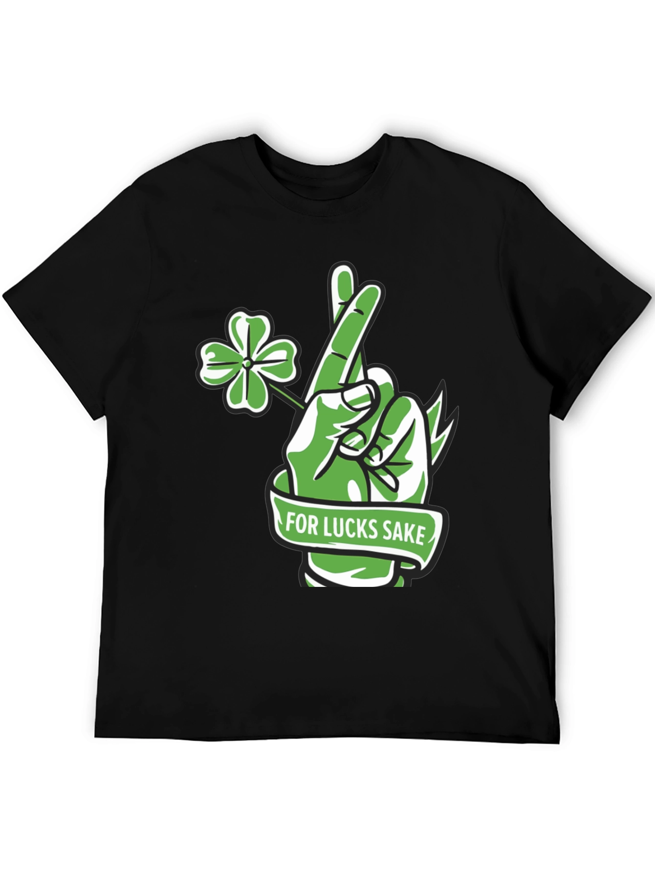 Black Lucky Charm T-Shirt - 'For Lucks Sake' Design view 5