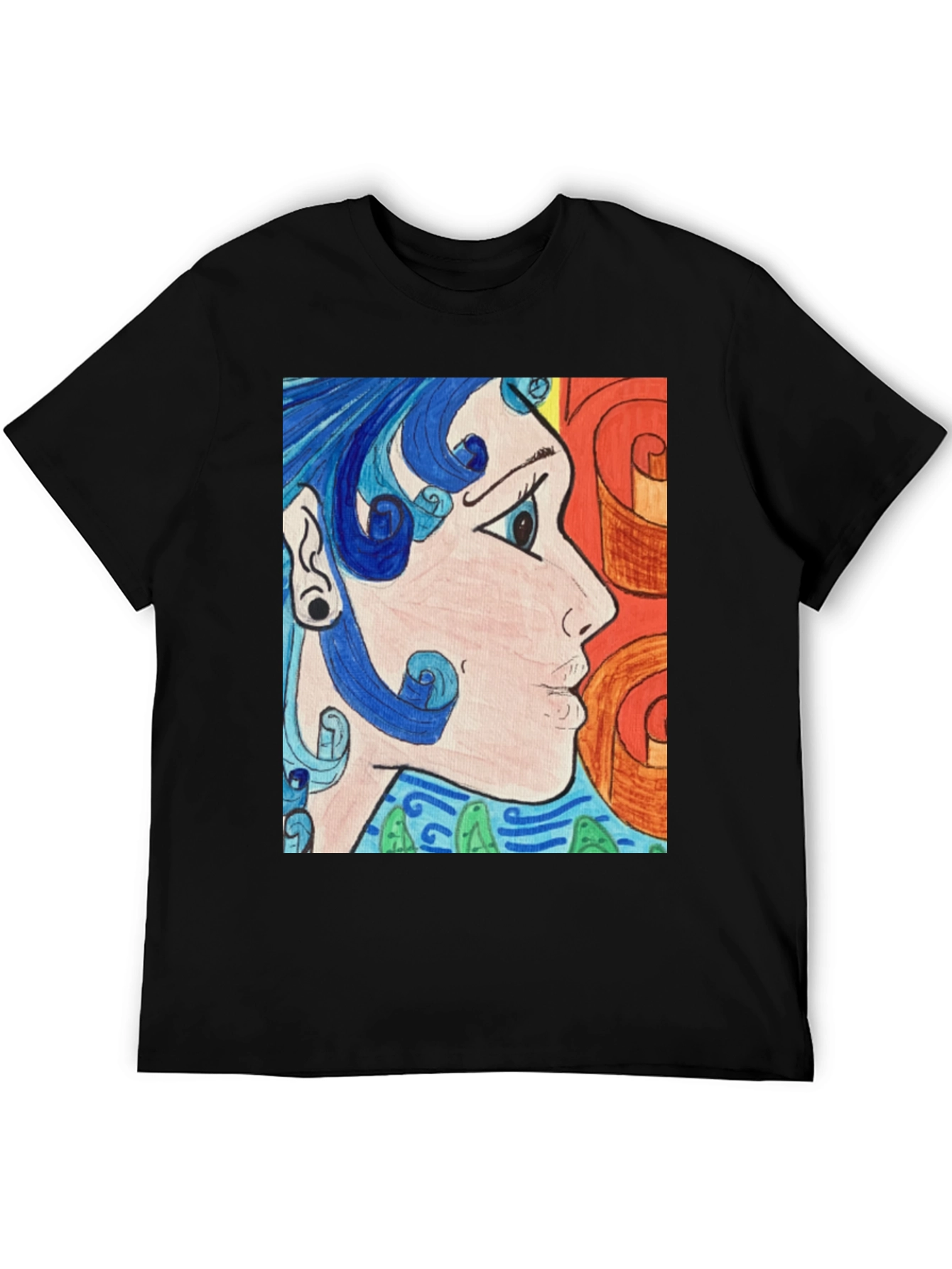 Black Abstract Art Graphic Tee - Black Unisex Shirt view 5
