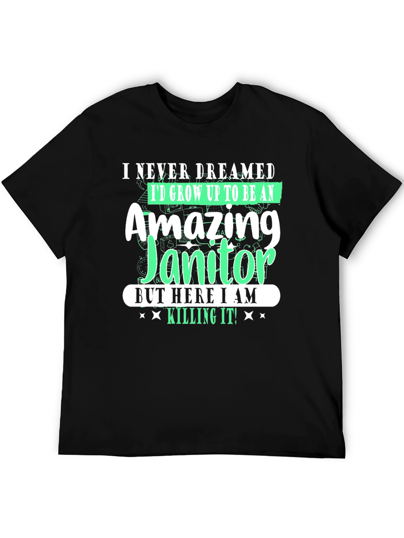 Black Amazing Janitor T-Shirt - Funny Novelty Tee view 5