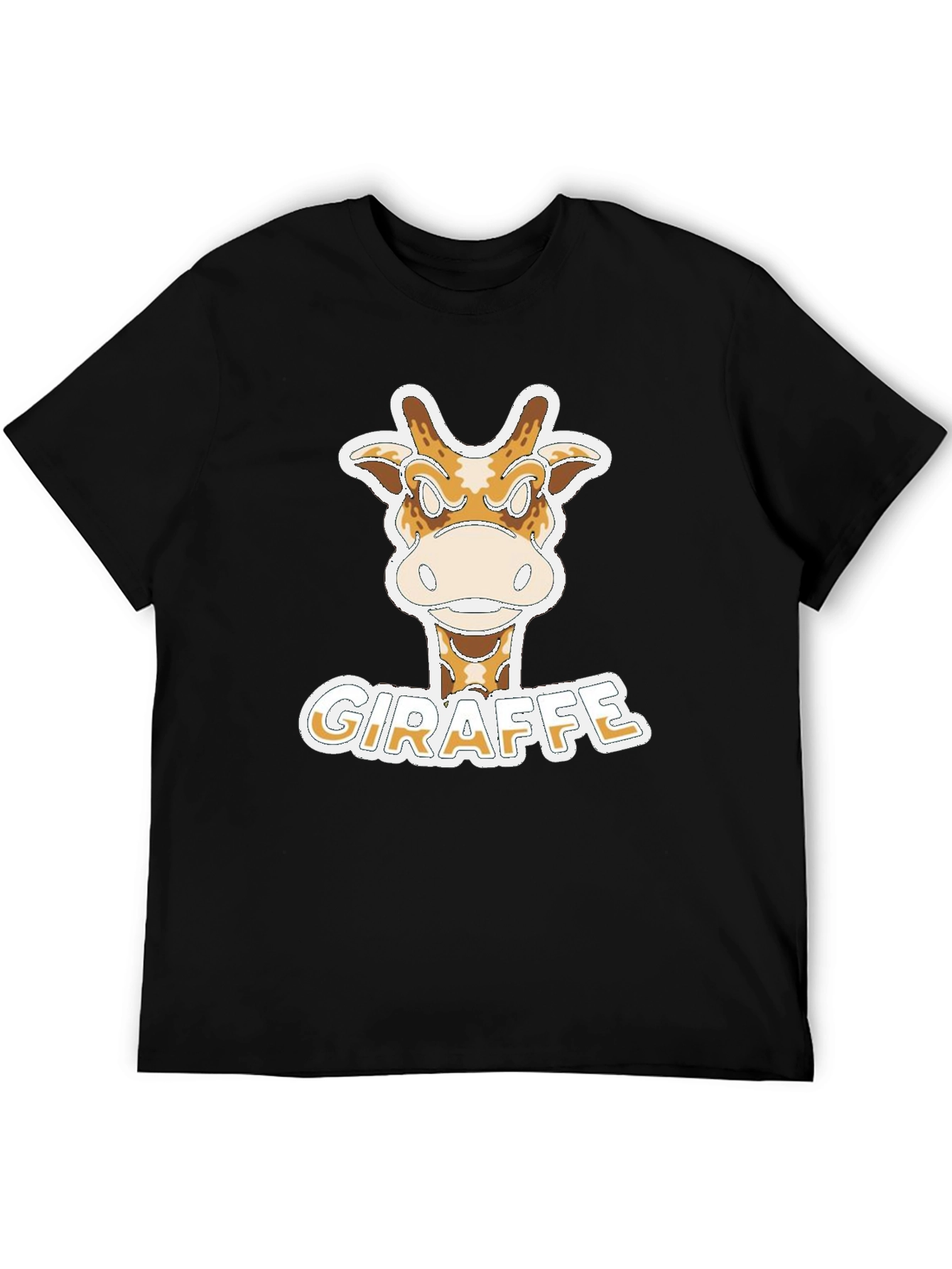 Black Funny Giraffe Cartoon T-Shirt - Novelty Graphic Tee view 5