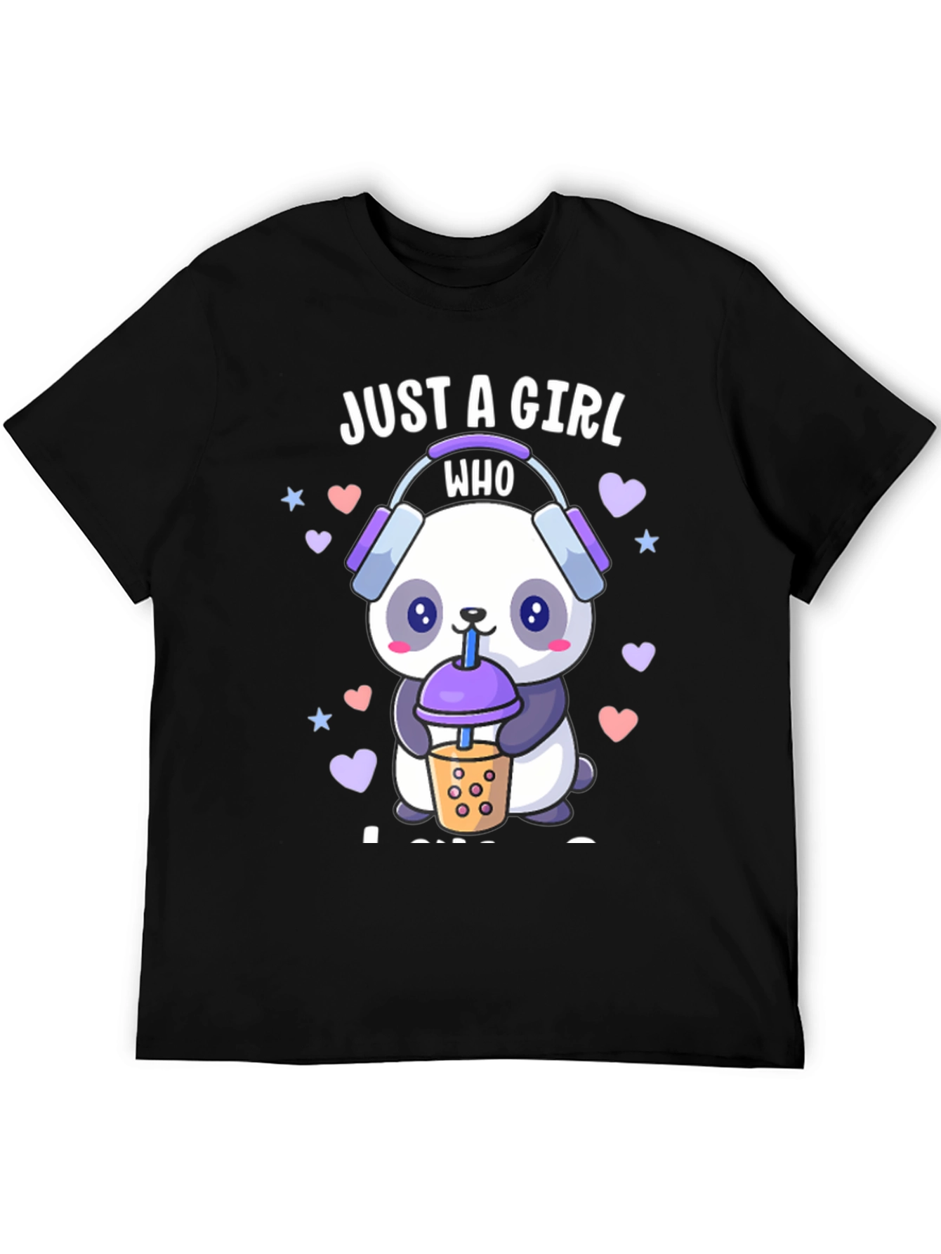 Black Just a Girl Who Loves Pandas T-Shirt view 5