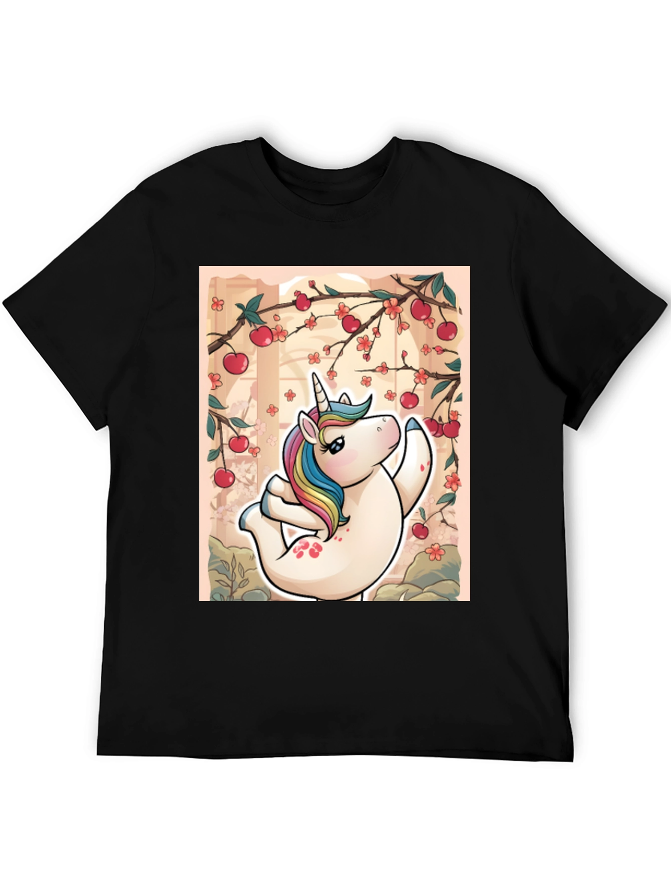 Black Unicorn Yoga T-Shirt - Relaxed Fit Black Tee view 5