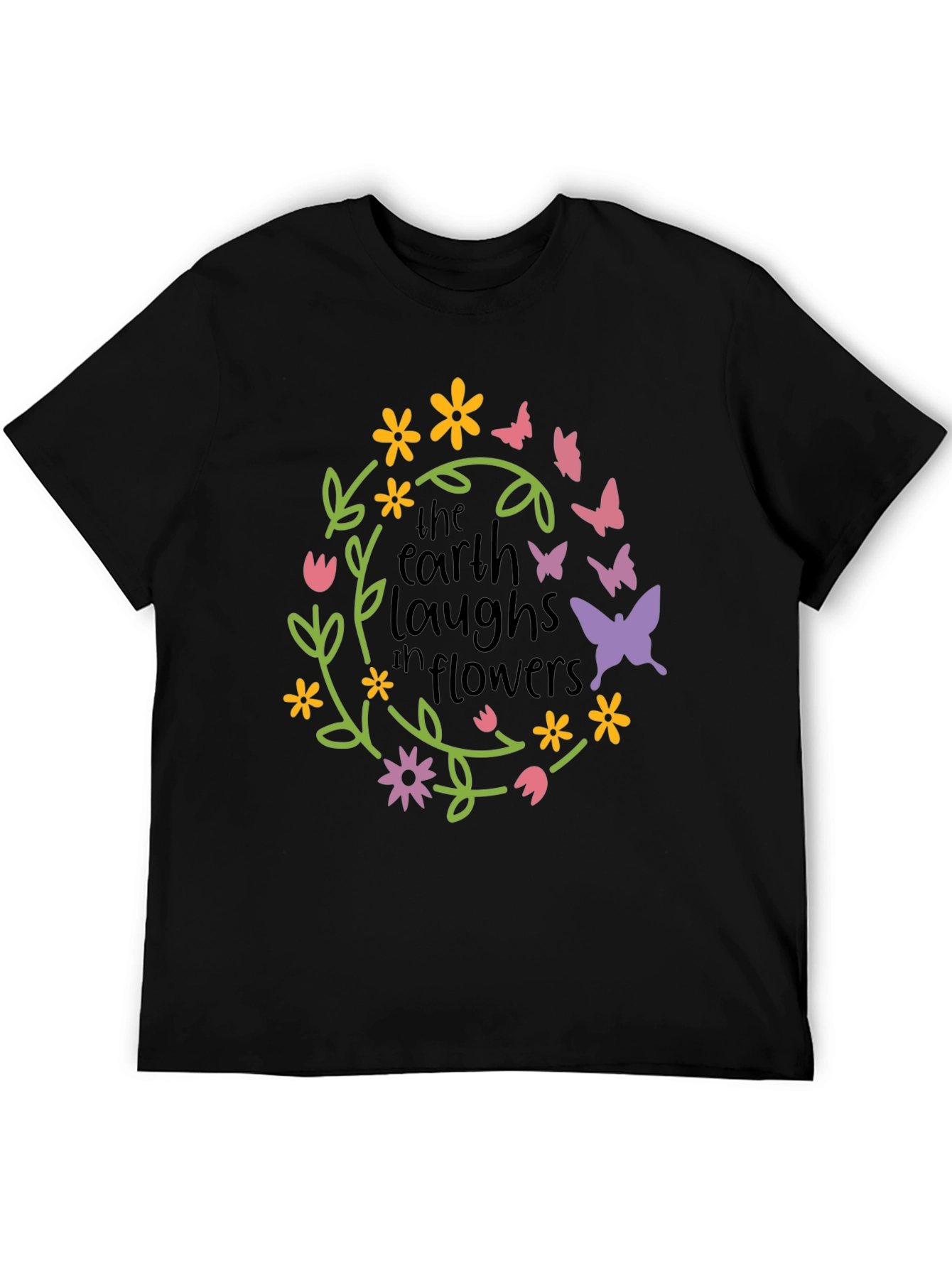 Black Earth Laughs in Flowers Graphic Tee view 5