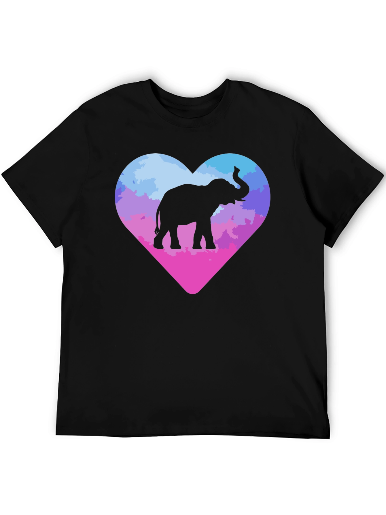 Black Elephant Heart Graphic Tee - Trendy Animal Lover Shirt view 5