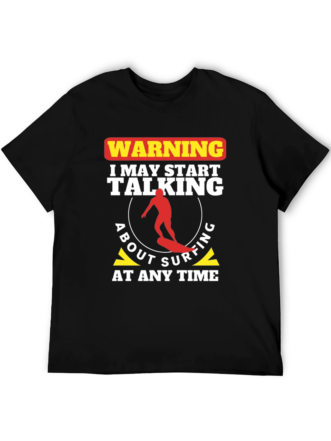 Black Surfing Warning Graphic T-Shirt - Surfer Gift Tee view 5