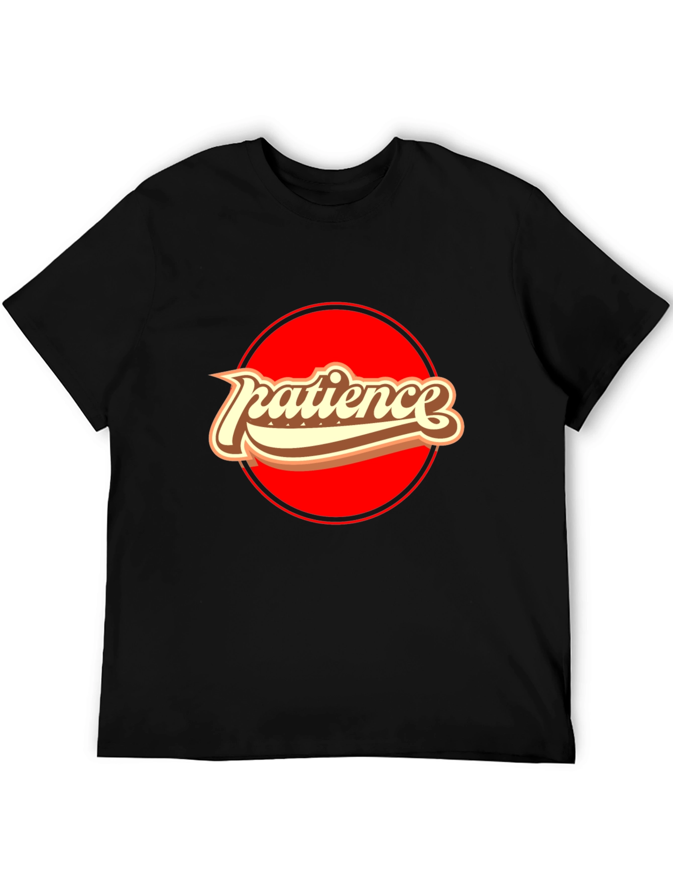 Black Patience Retro Graphic T-Shirt - Comfort Black Tee view 5