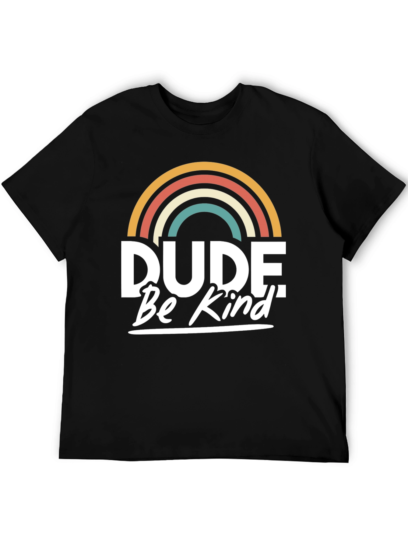Black Dude Be Kind T-Shirt - Retro Rainbow Graphic Tee view 5