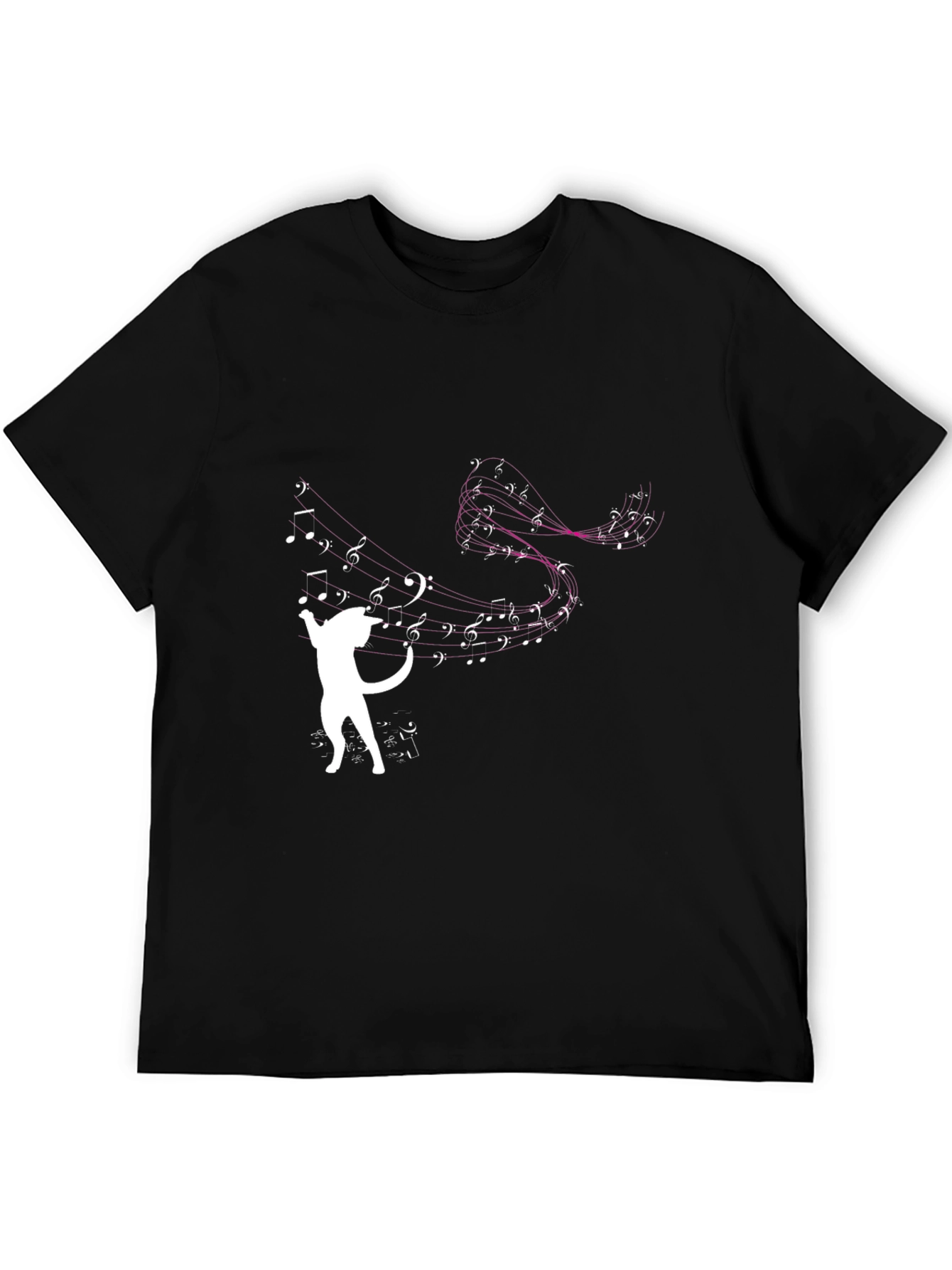 Black Musical Cat T-Shirt - Black Cotton Blend view 5