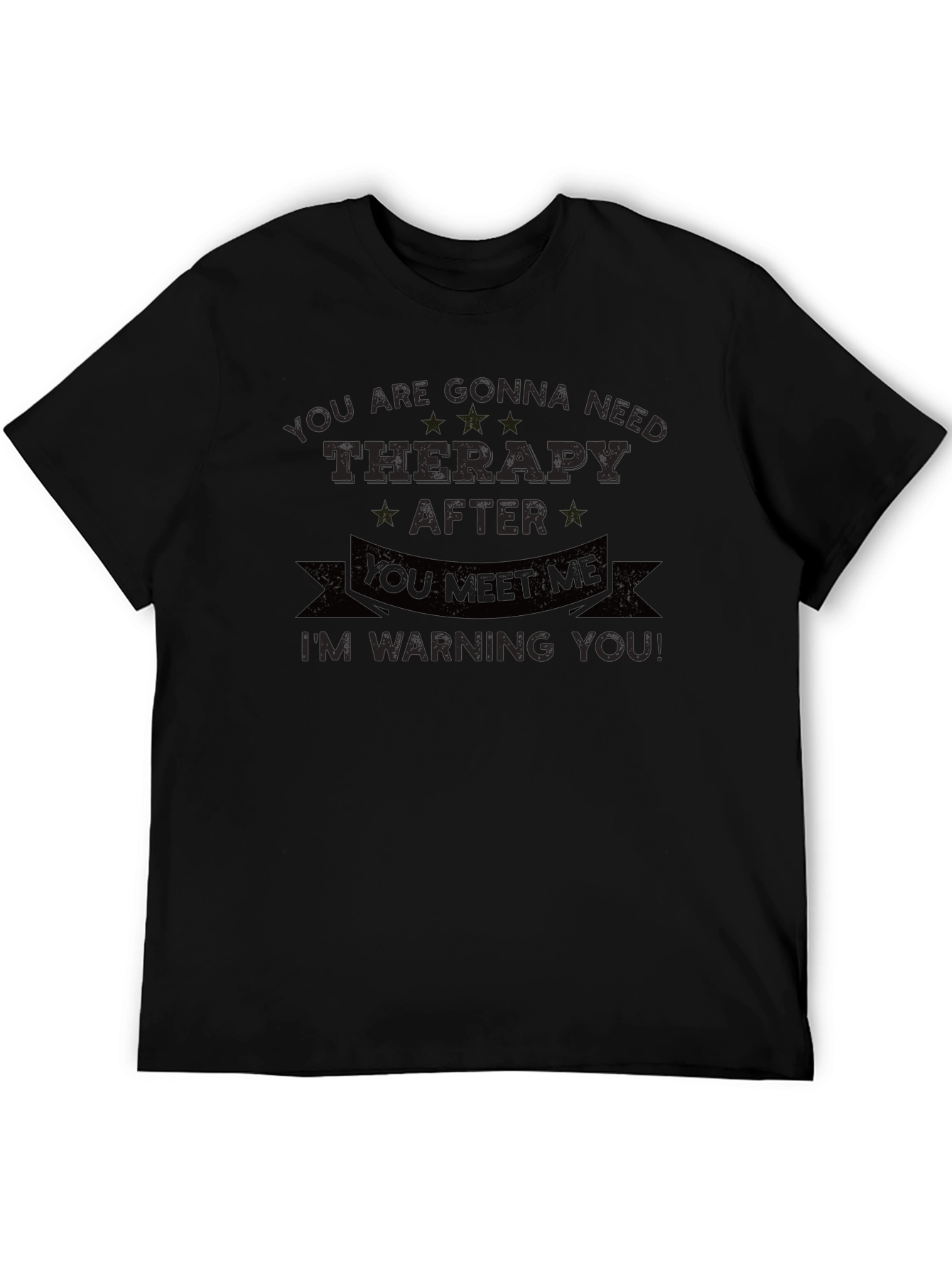 Black Funny Therapy Warning T-Shirt view 5