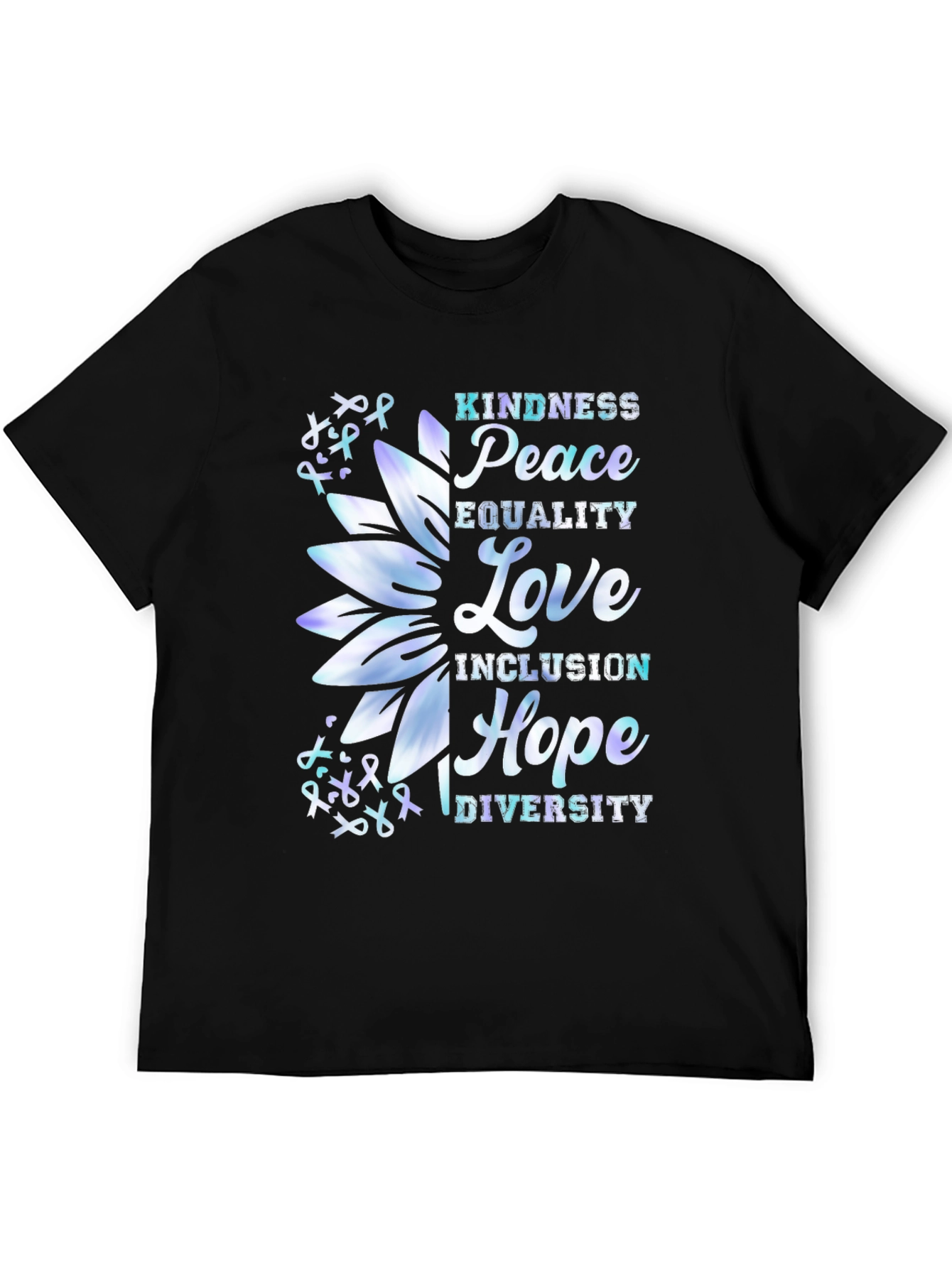 Black Kindness Peace Love Graphic T-Shirt view 5