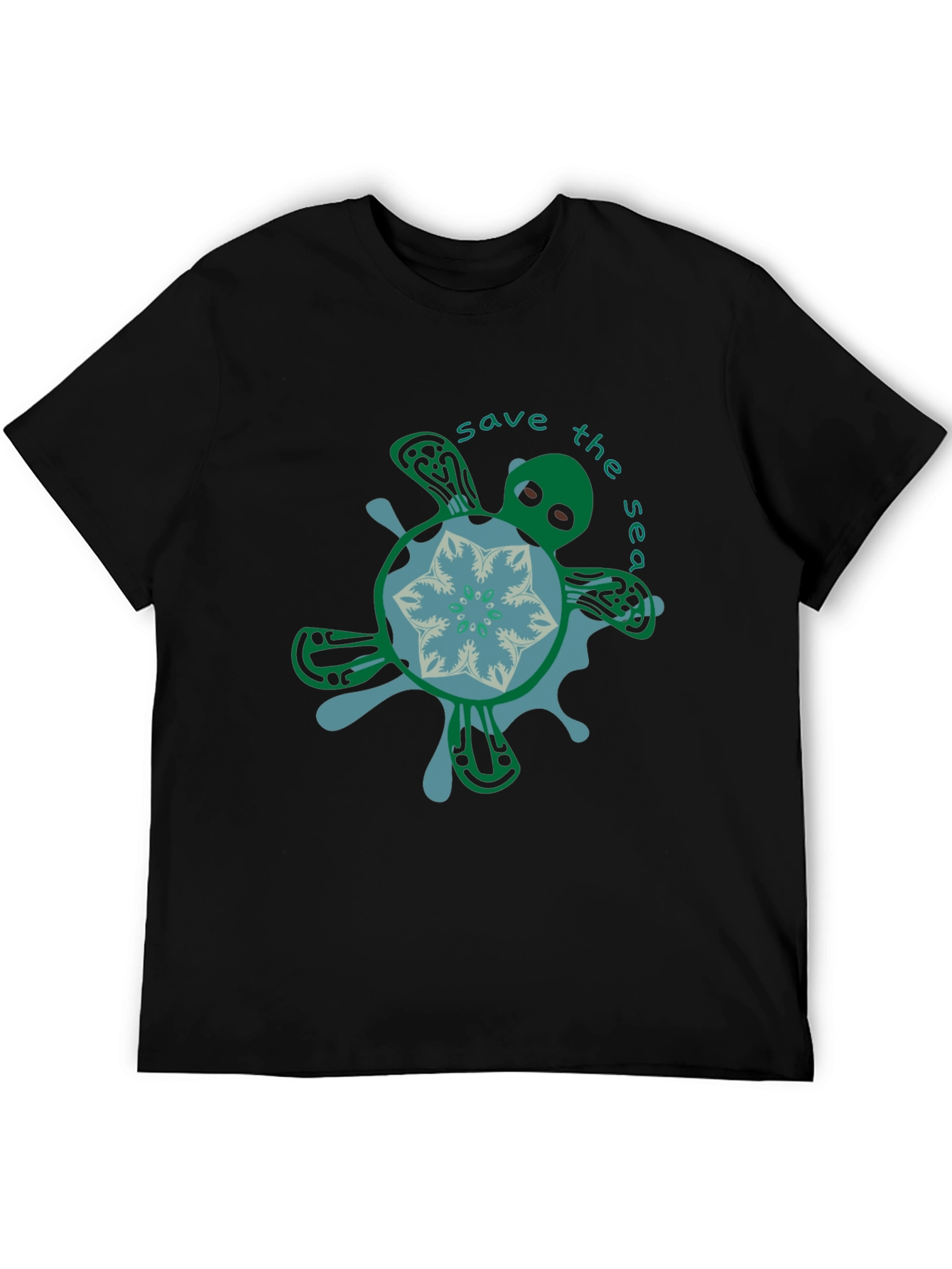 Black Save the Sea Turtle Graphic Tee - Black view 5
