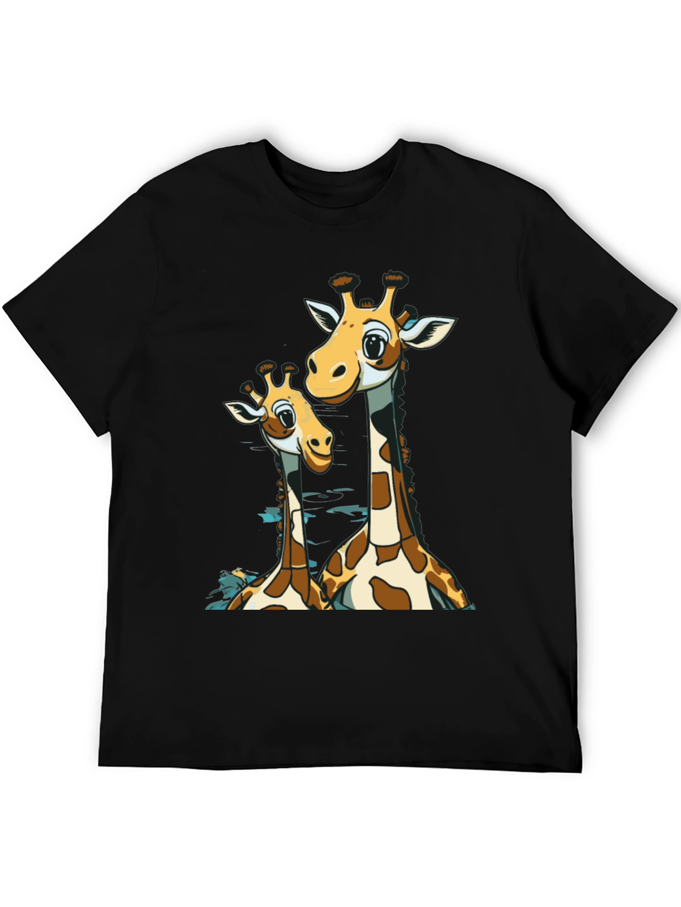 Black Giraffe Lover Black T-Shirt view 5